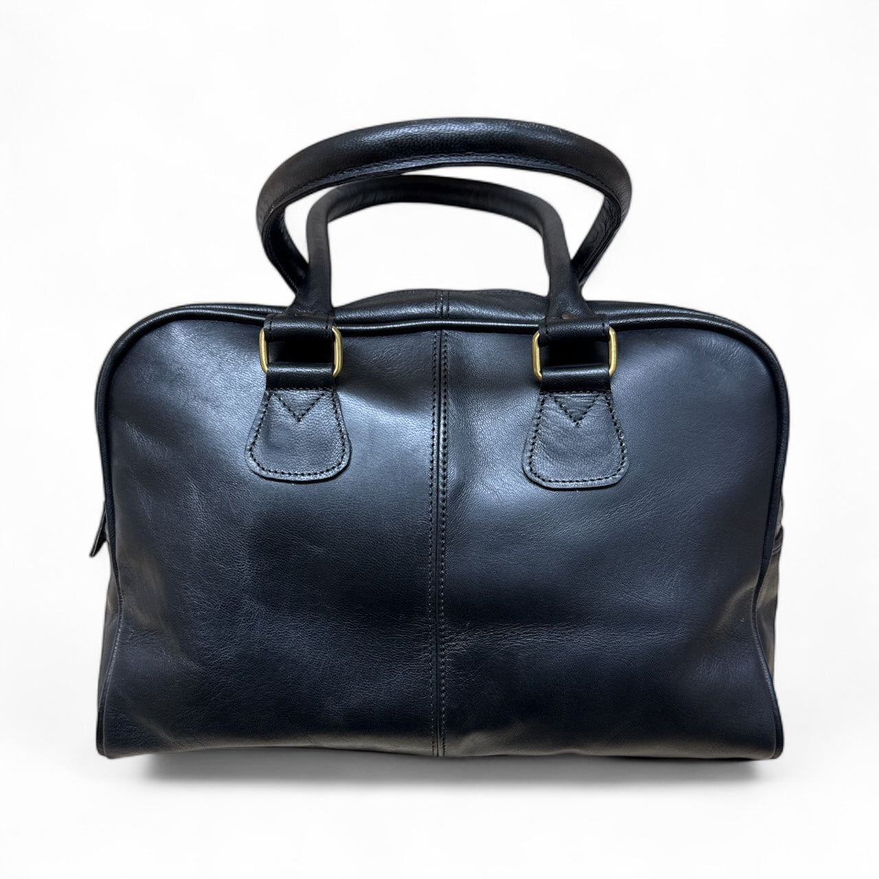 Bowler Handmade Leather Shoulder Bag – Black Full-Grain Leather