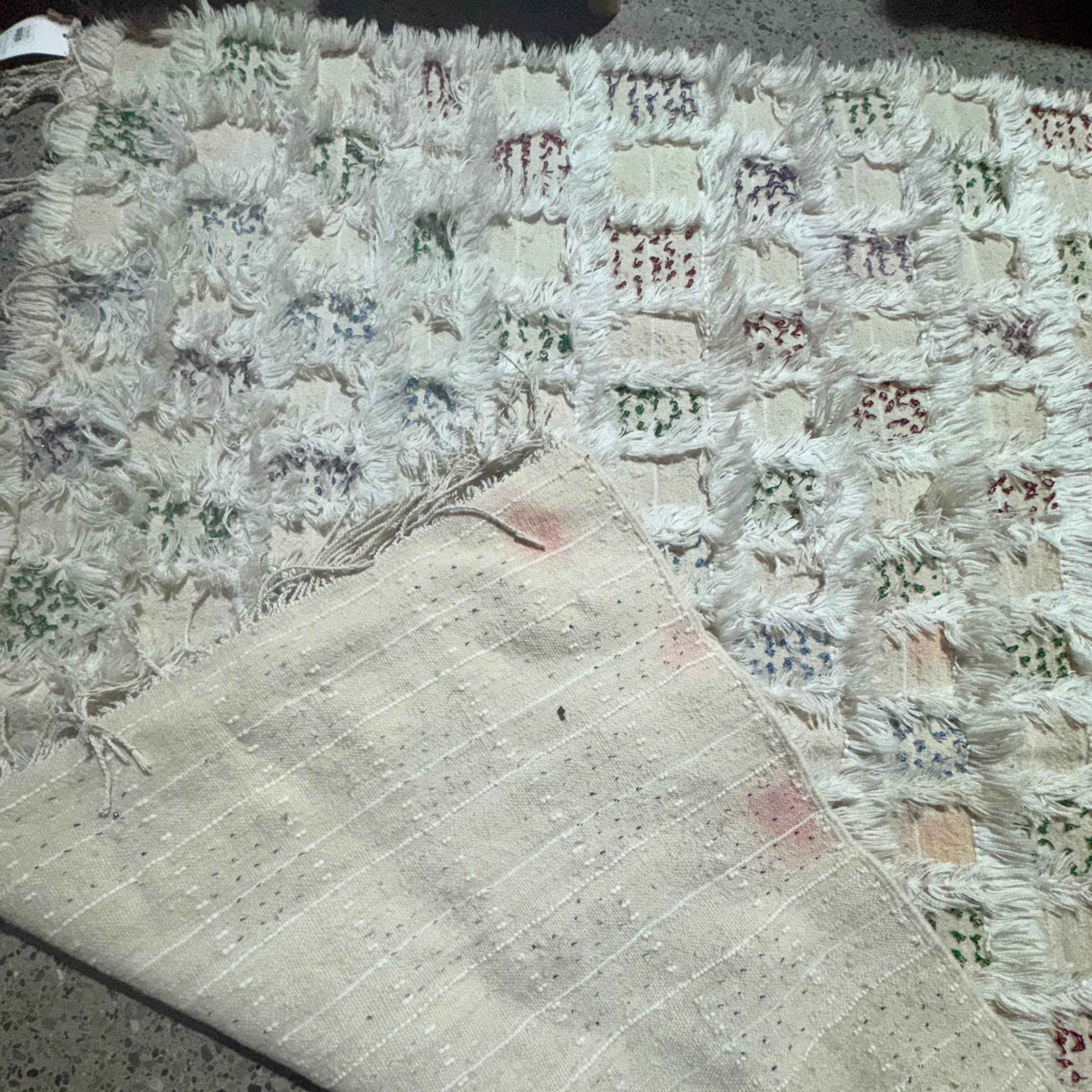 Vintage Moroccan Handira Wedding Blanket – Berber Sequin Throw (245 × 140 cm)