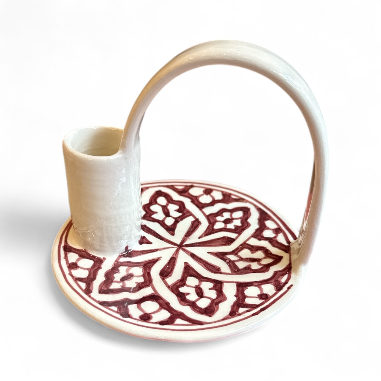 Handmade Ceramic Candle Holder – Hand-Painted Safia Design (15cm)