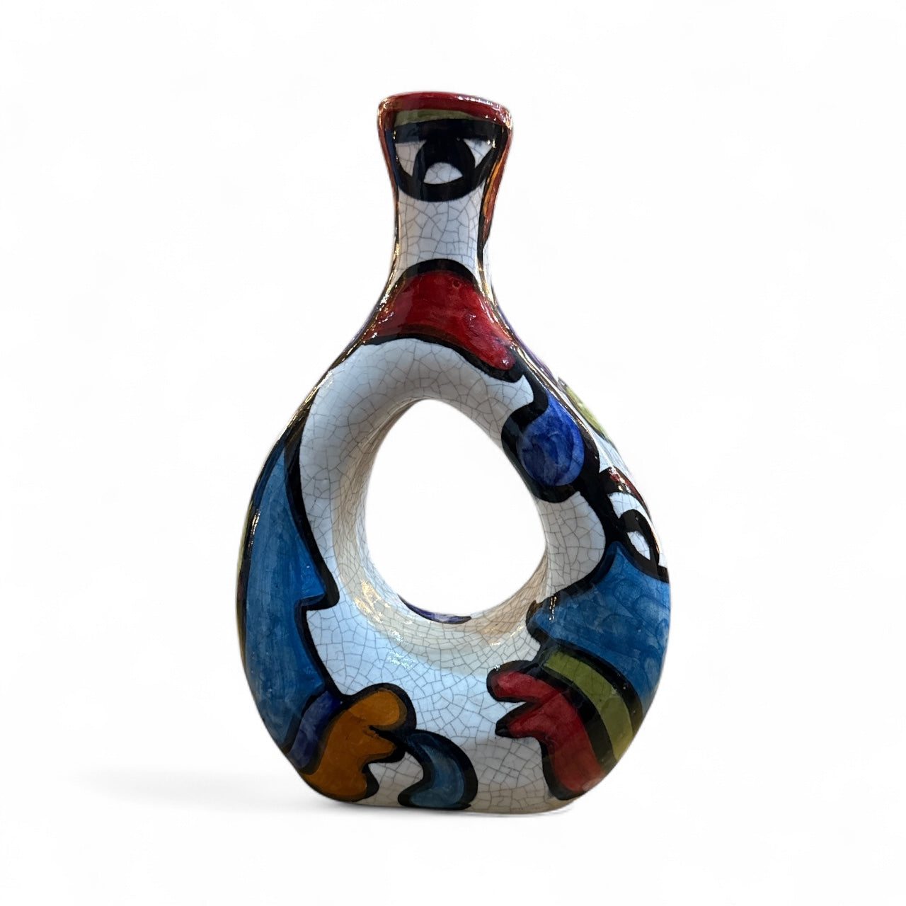 Cubist design ceramic stem vase small