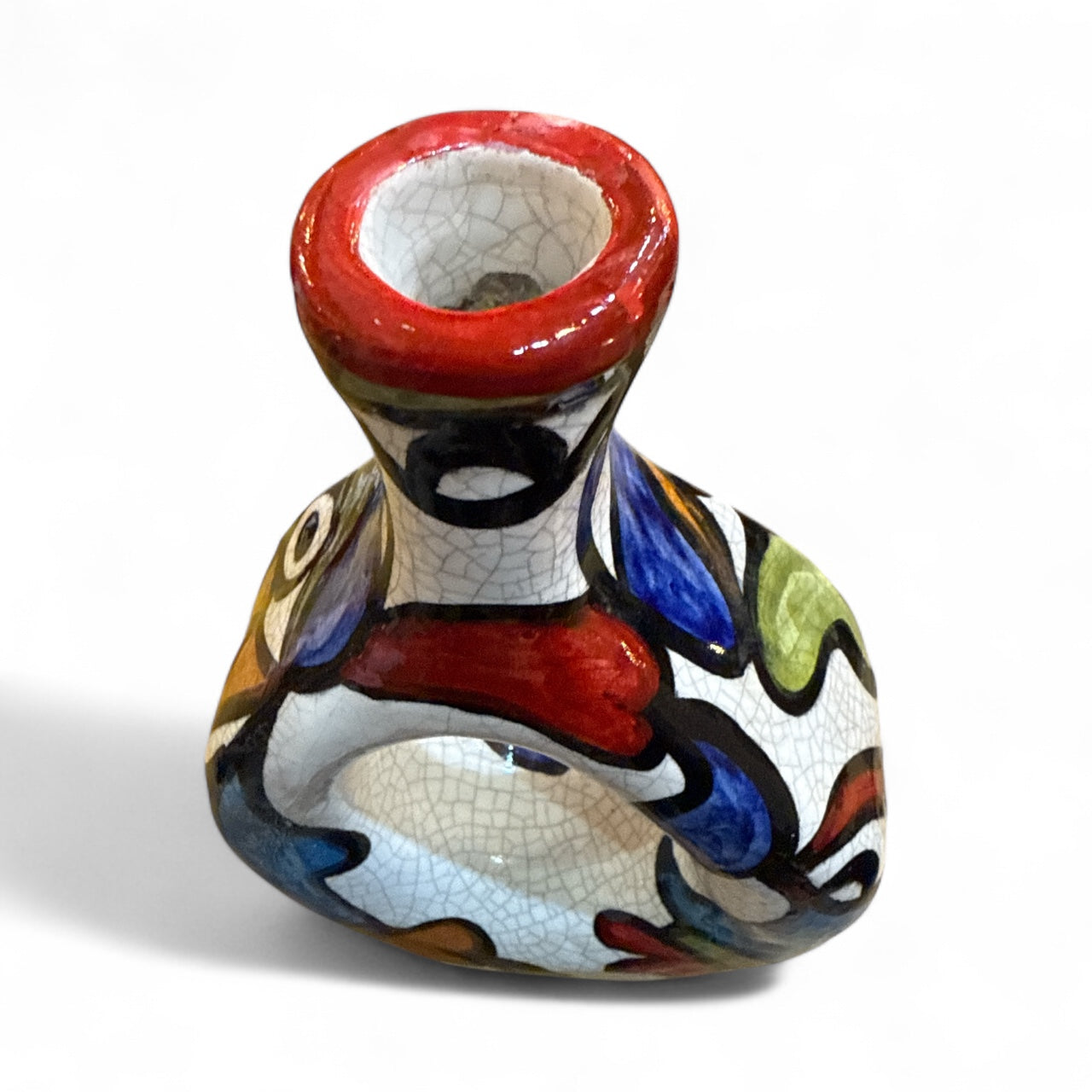 Cubist design ceramic stem vase small