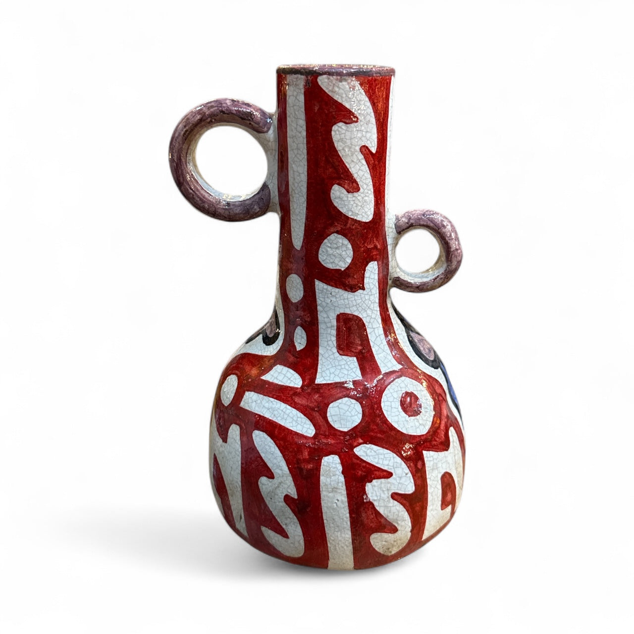 Hand-Painted Cubist Ceramic Vase – Dual Design 25 cm | Artisan Stories
