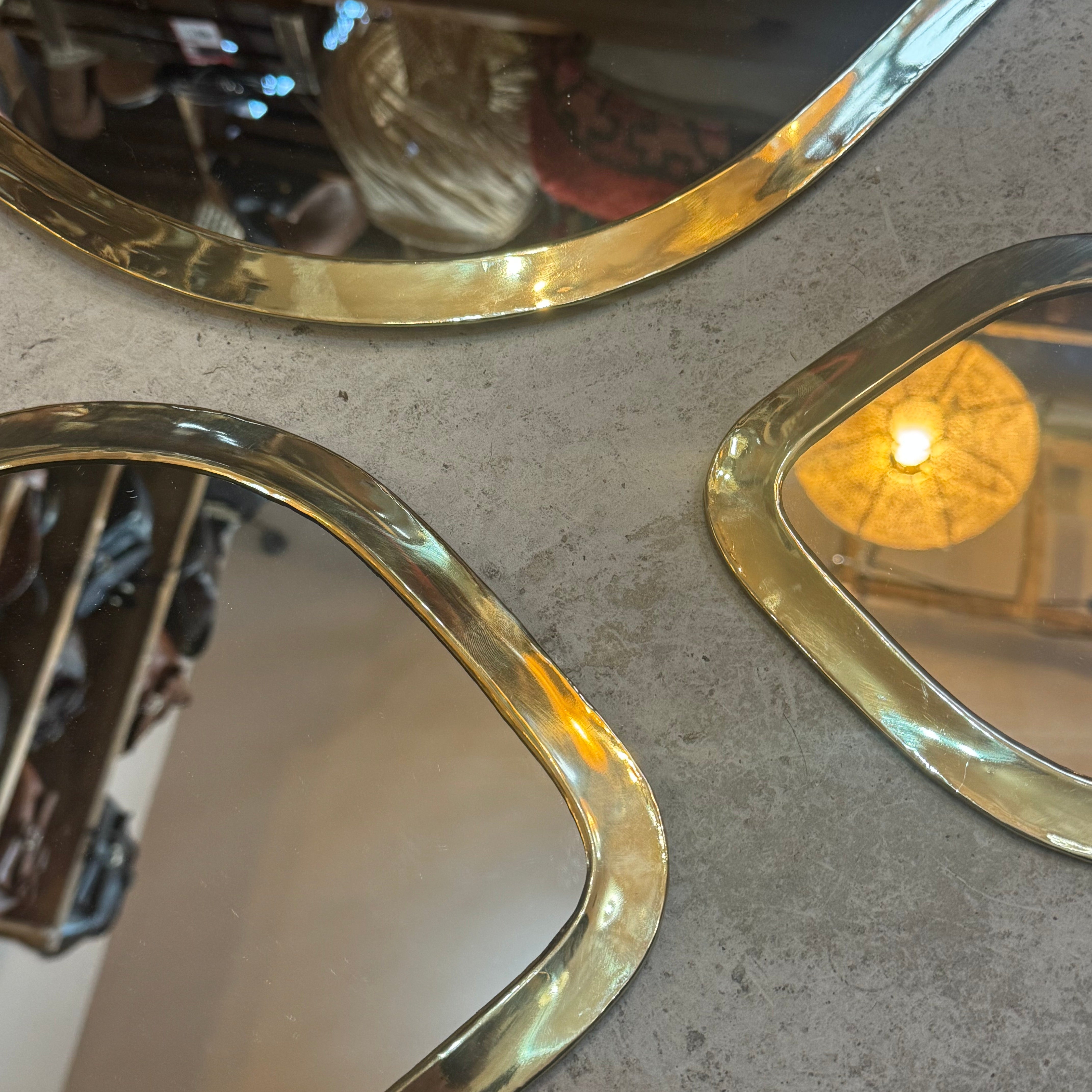 Runder Marrakesch-Spiegel aus Messing und Silber