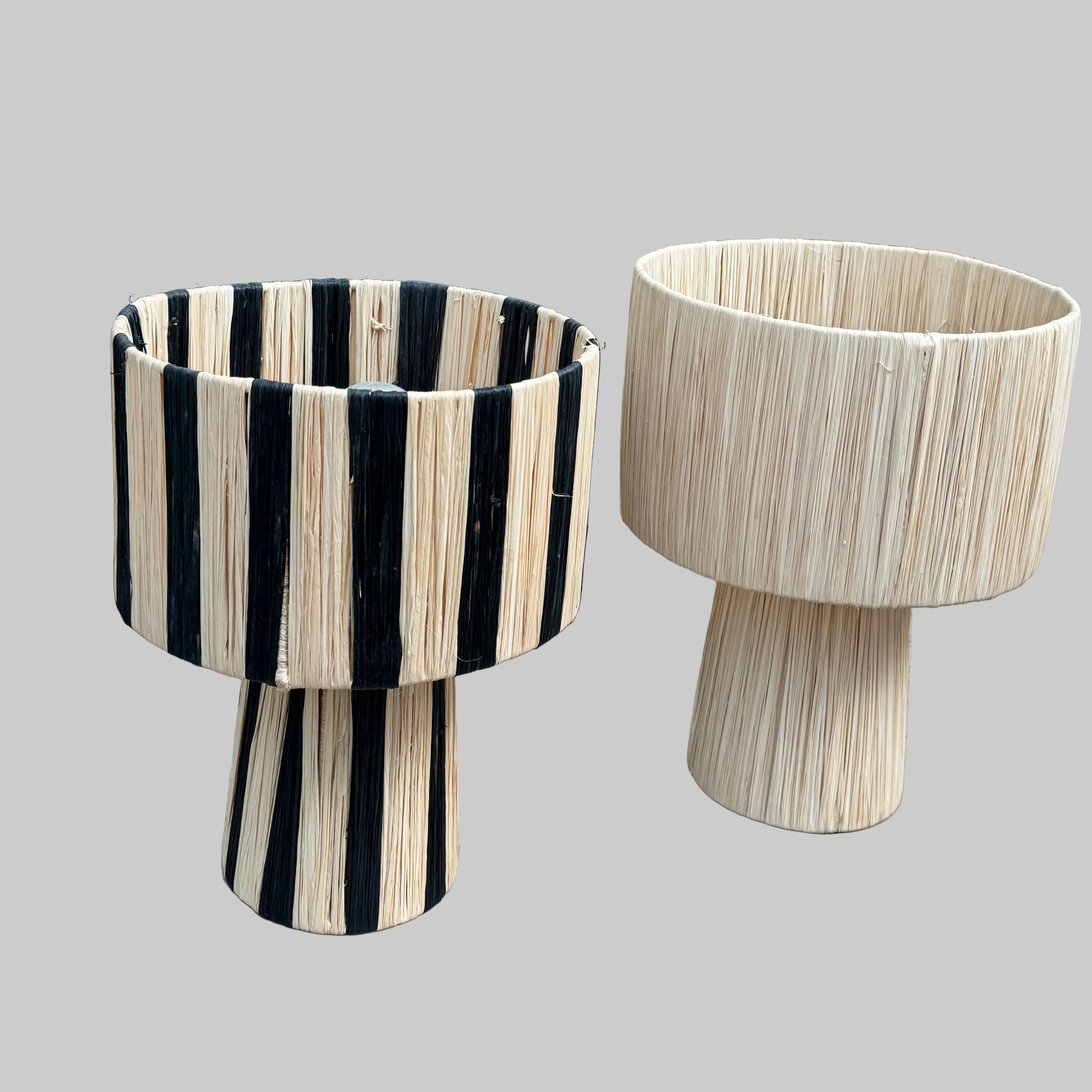 Handwoven Raffia Column Table Lamp – Moroccan Artisan Light