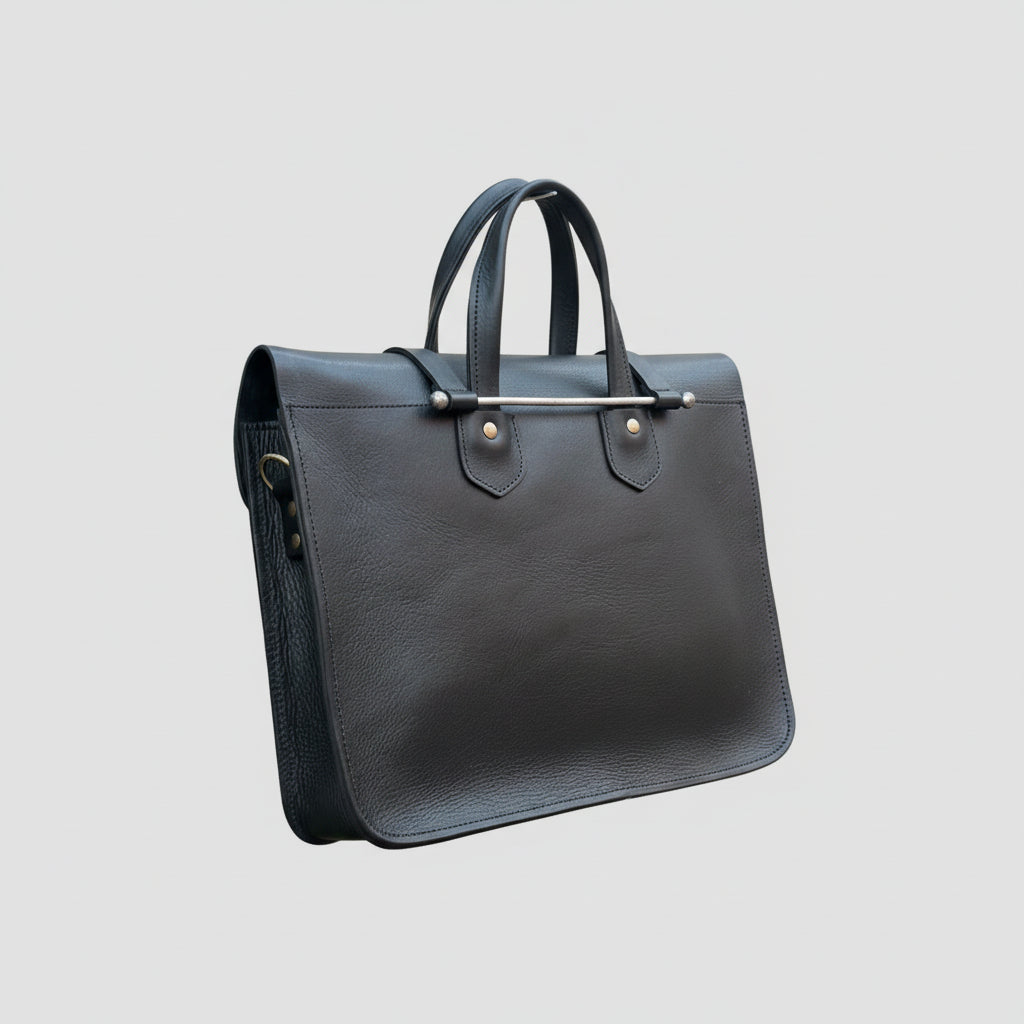 Jordan Messenger Bag – black Full Grain Leather Work Bag