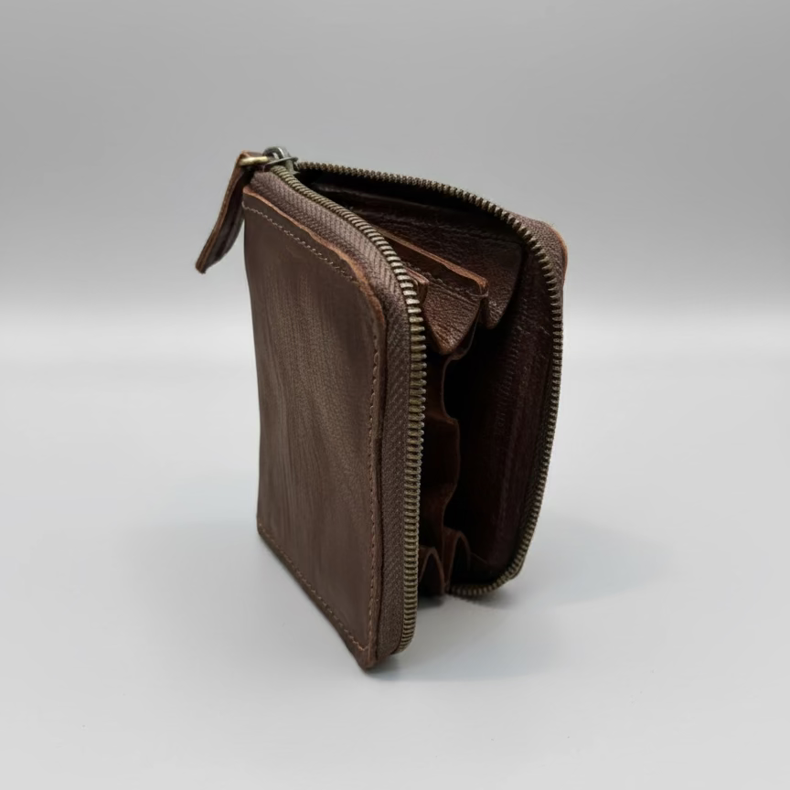 Handmade Leather Ladies Zip-Around Wallet – Black, Tan & Dark Brown