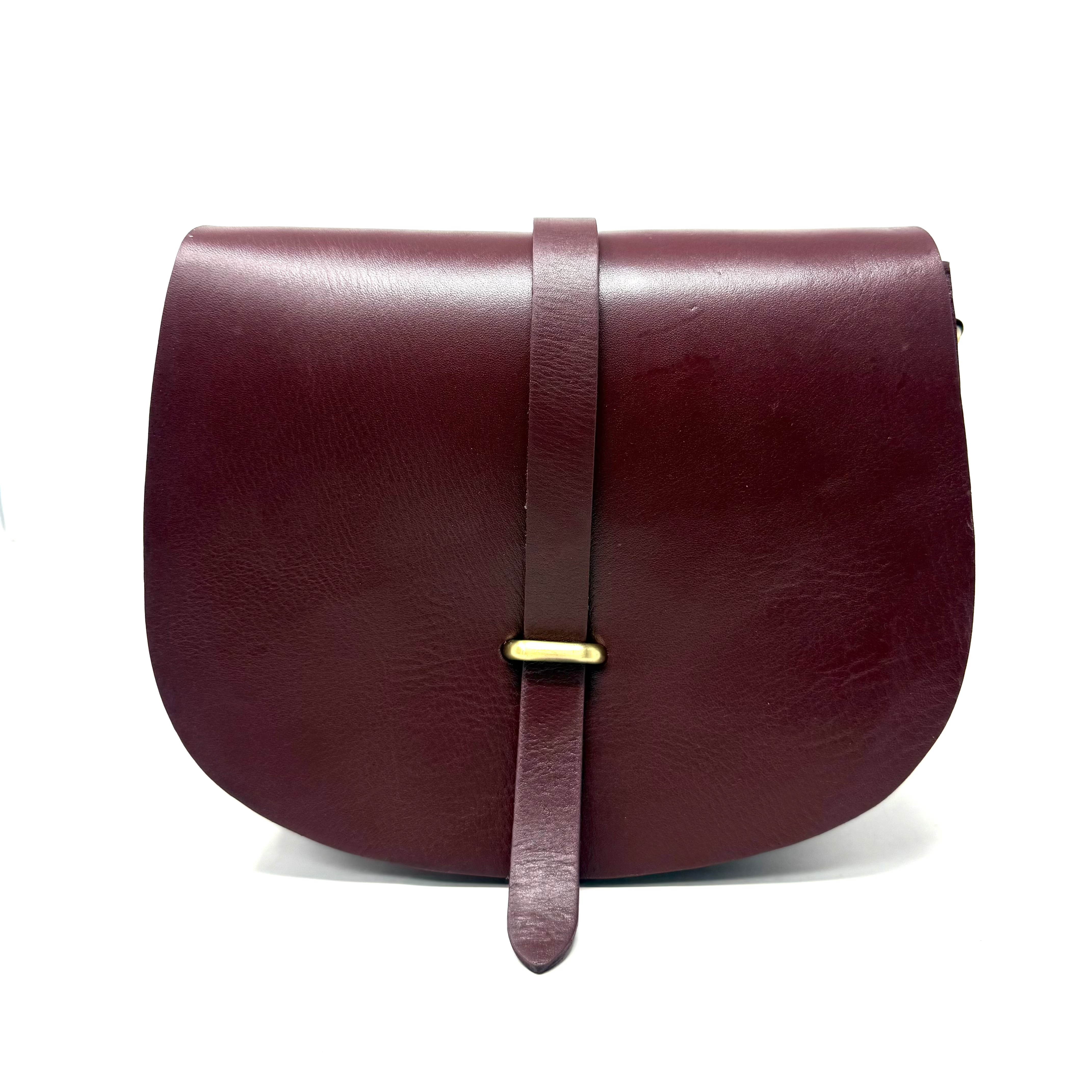 Sam Loop Closure Leather Saddle Bag - burgundy