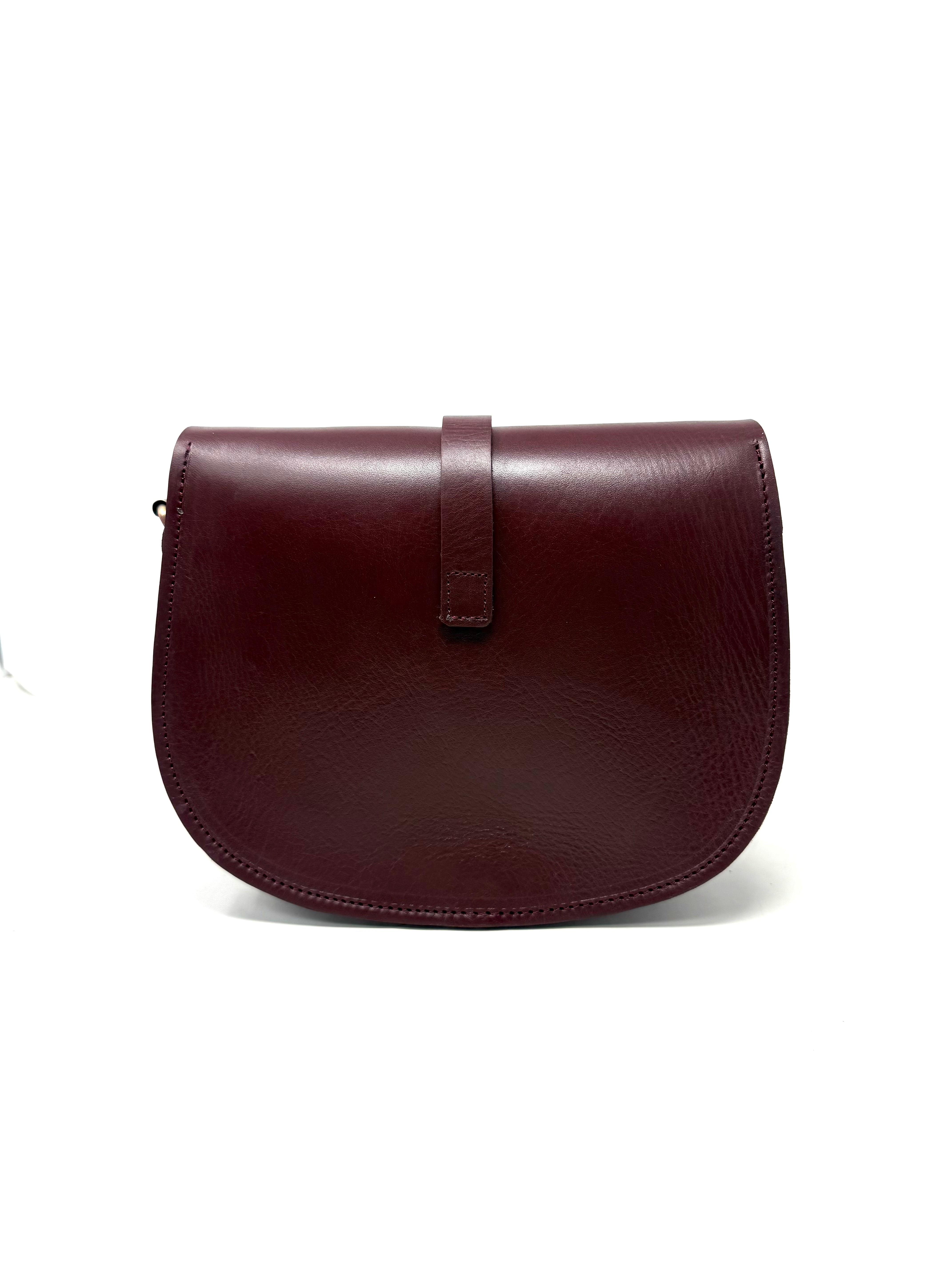 Sam Loop Closure Leather Saddle Bag - burgundy