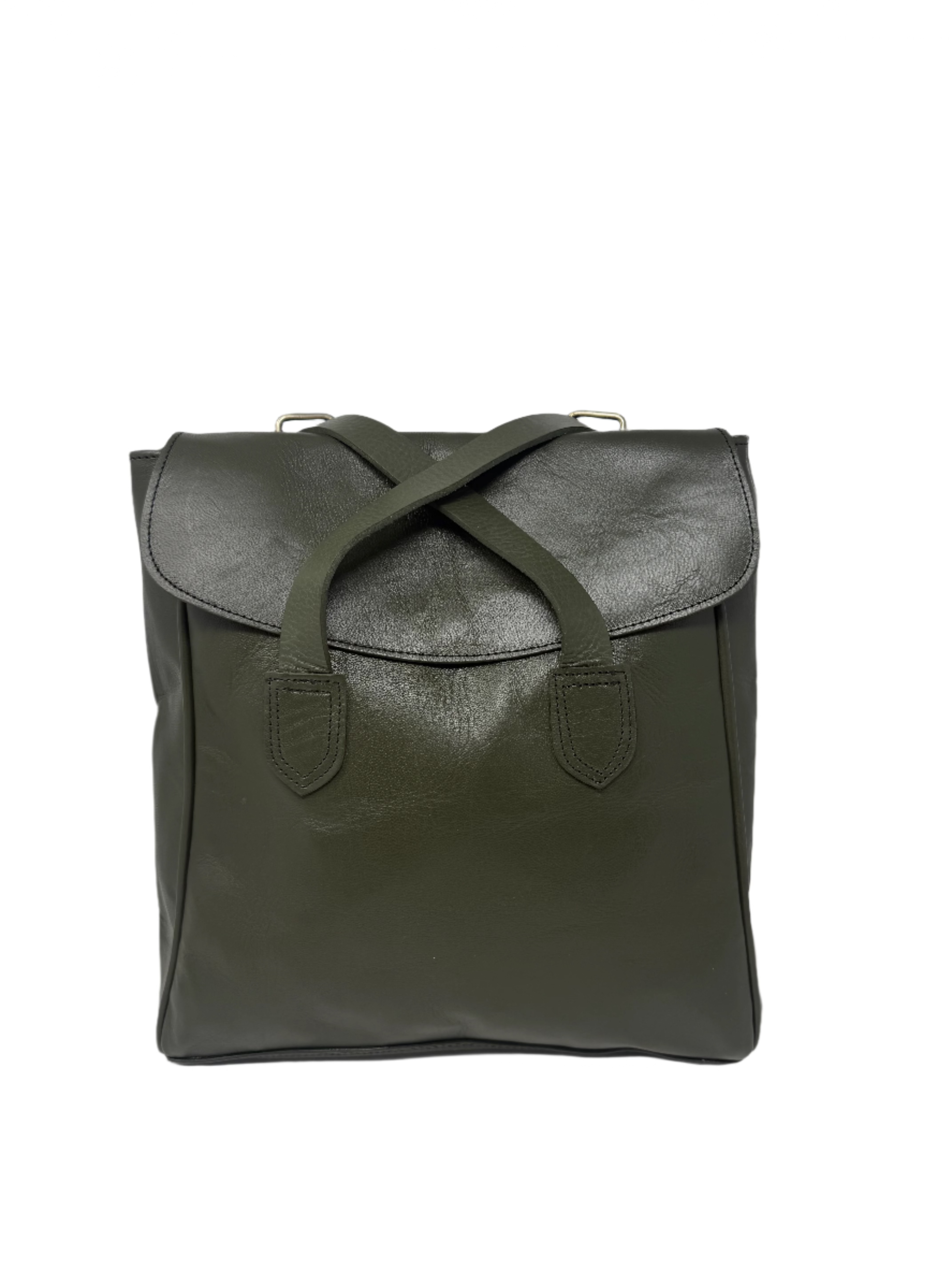 Leather Tote Backpack Cleo Army green