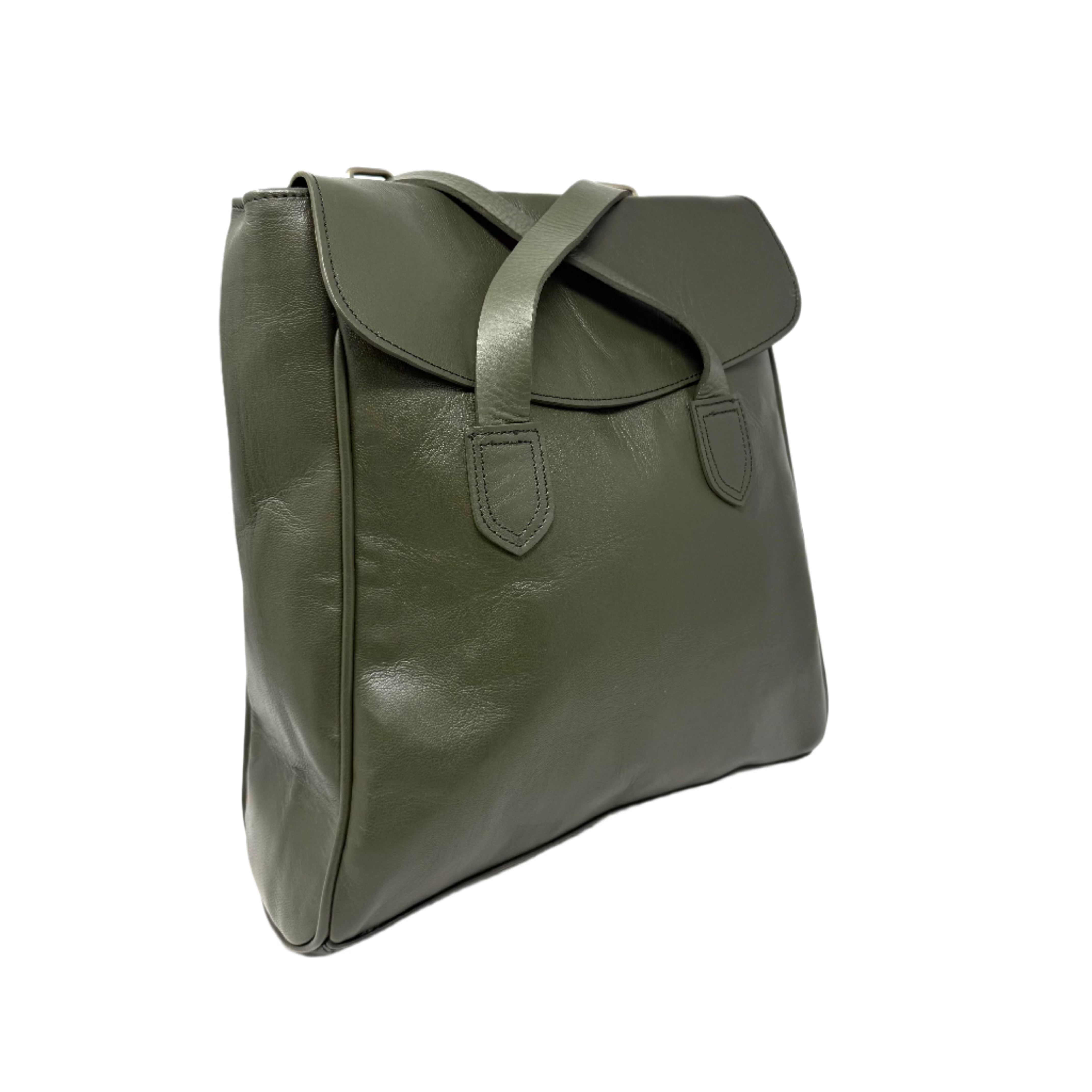 Leather Tote Backpack Cleo Army green