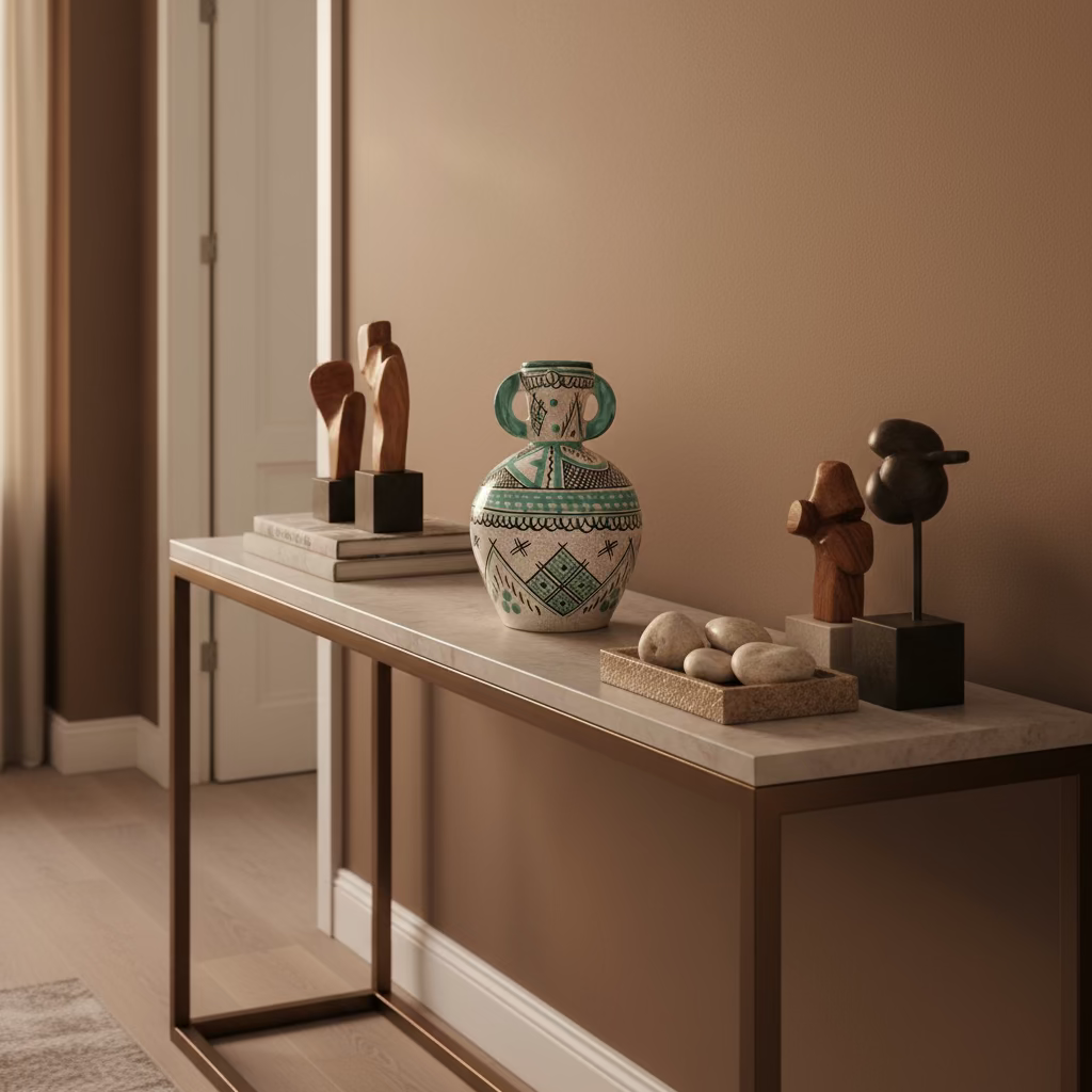 Hand-Painted Ceramic Vase – Turquoise Geometric Design 28cm