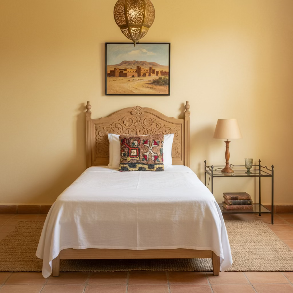 Handmade Boujaad Cushion Cover – Terracotta & Cream Pattern 50×50cm