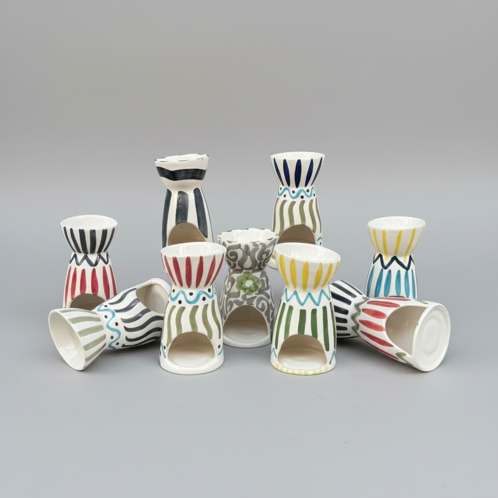 Hand-Painted Ceramic Oil Burner – Artisan Design