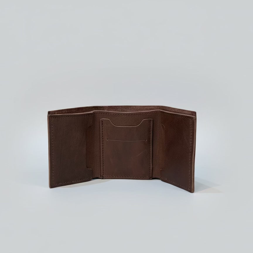 Handmade Triple-Fold Leather Wallet (11cm x 8cm)