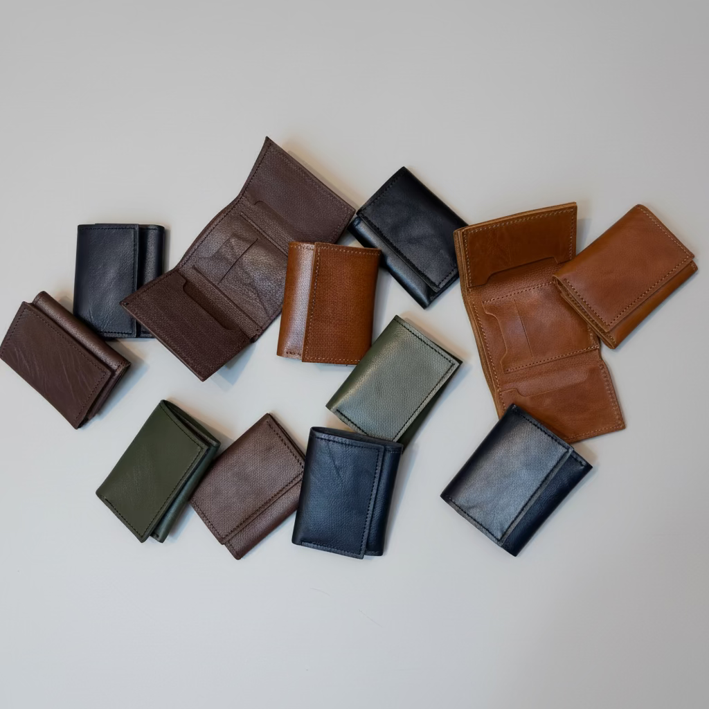 Handmade Triple-Fold Leather Wallet (11cm x 8cm)