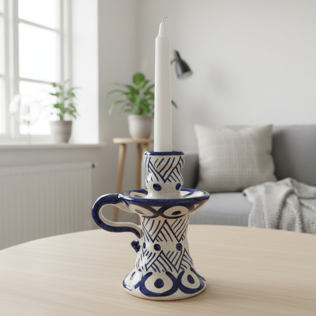 Riad Blue Ceramic Candle Holder
