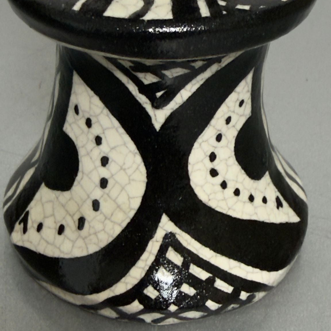 Handpainted Moroccan Ceramic Candle Holder – Black & White (16cm)