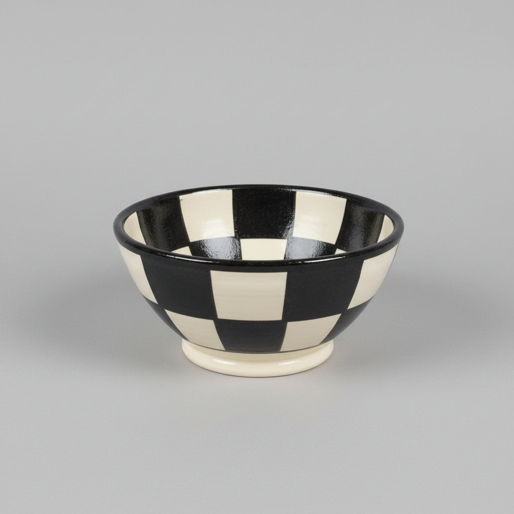 Handpainted Moroccan Checked Ceramic Bowl