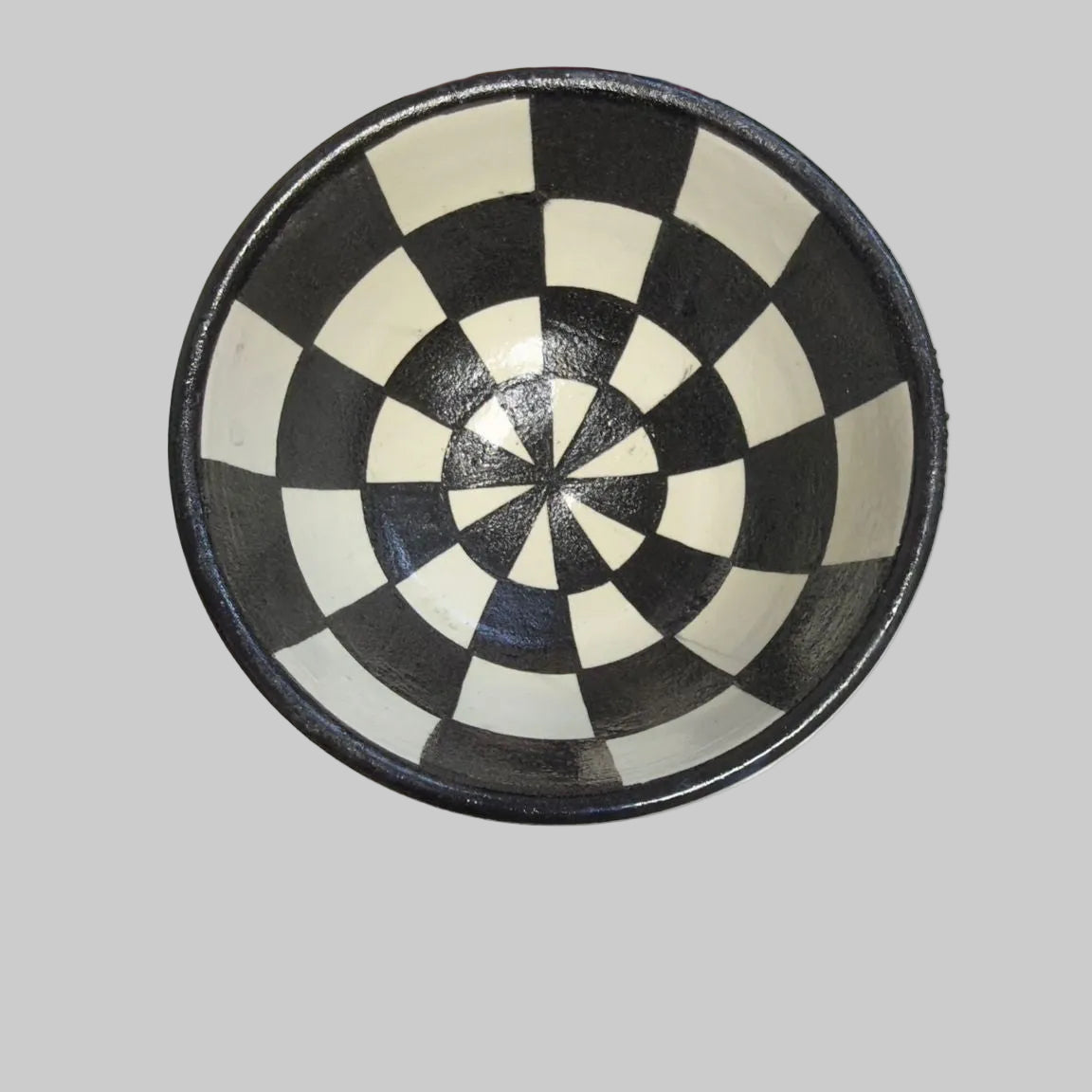 Handpainted Moroccan Checked Ceramic Bowl