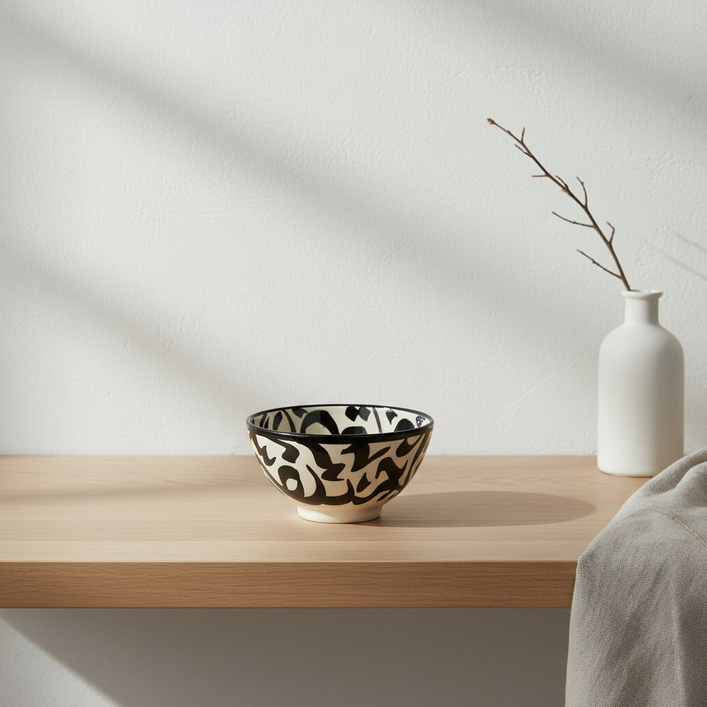 Arabic Calligraphic Design Ceramic Bowl – Handpainted (Small / Medium / Large)