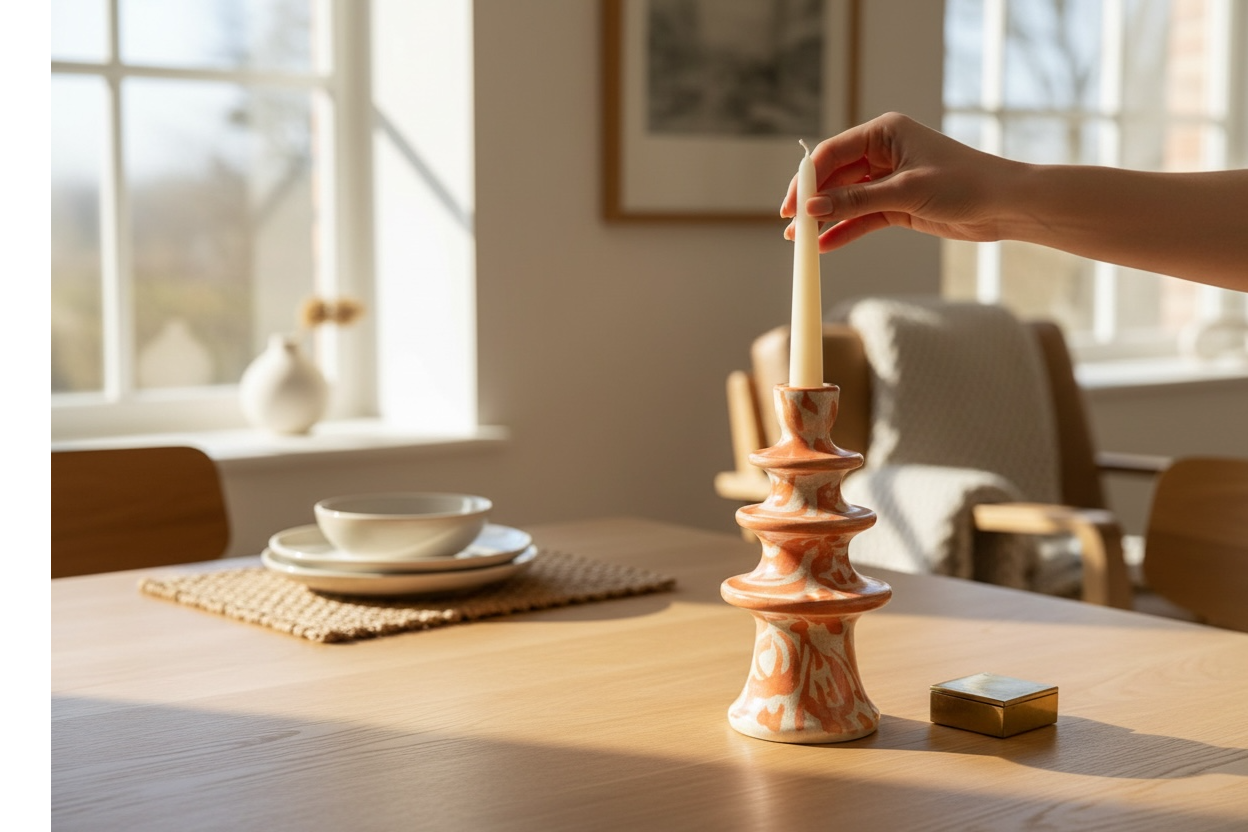 Arabic Calligraphic Design Ceramic Candle Holder