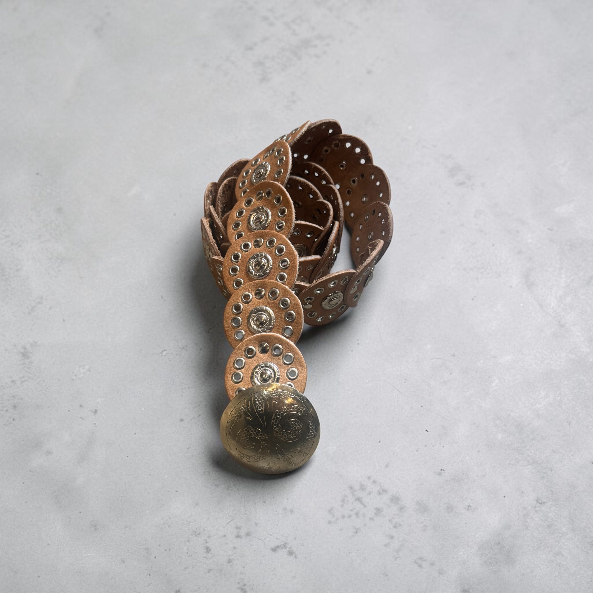 Classic Disc Leather Boho Belt