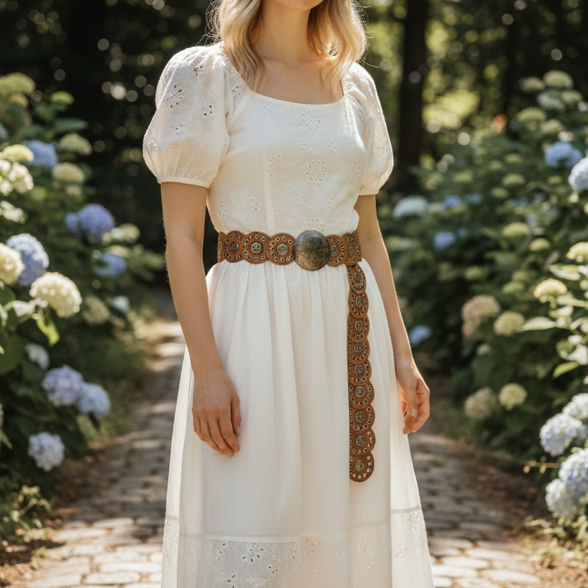 Classic Disc Leather Boho Belt