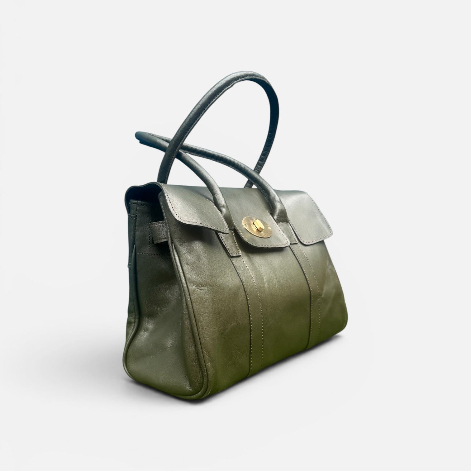 Harriet Olive Green Leather Tote Bag | Handcrafted Full-Grain Work & Laptop Tote