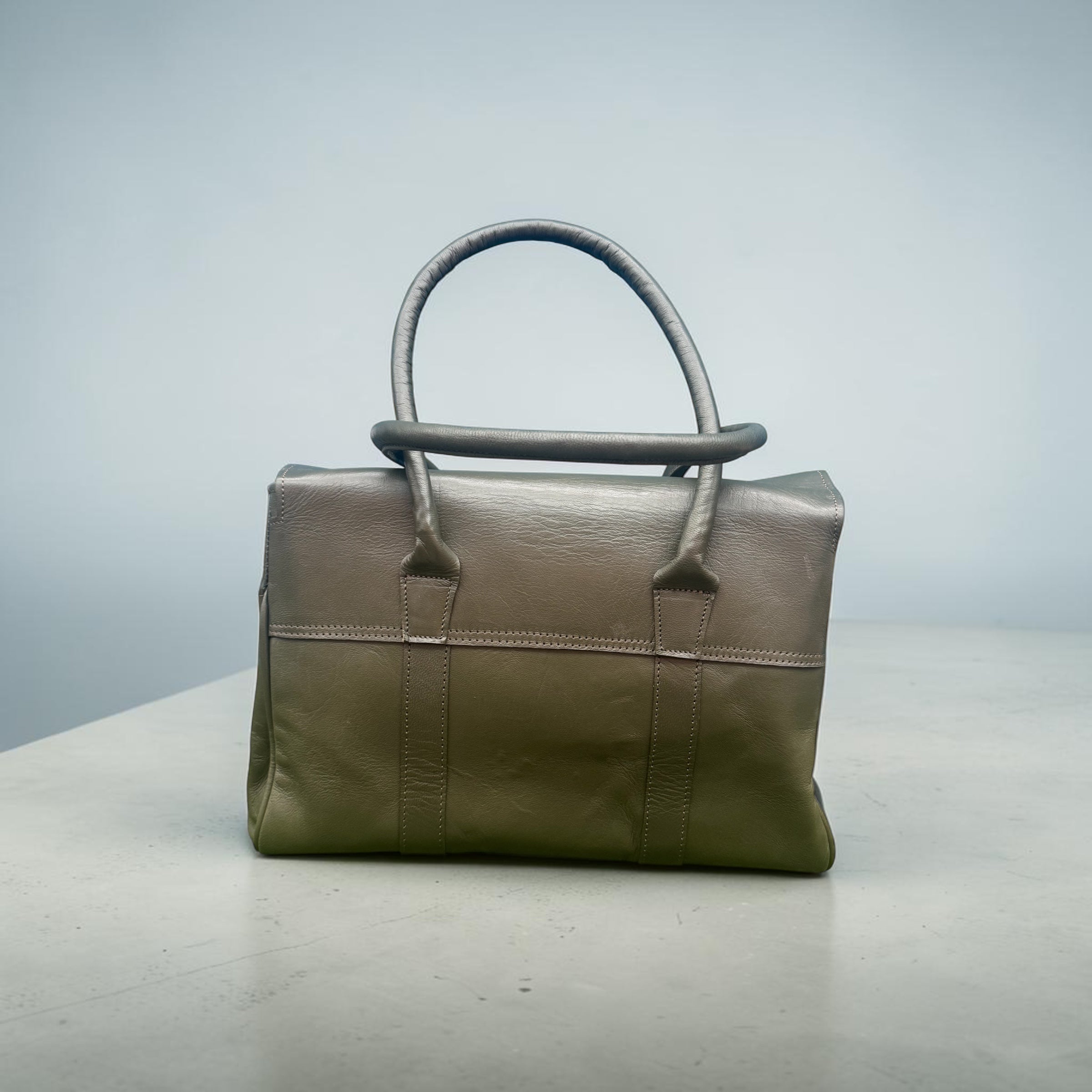 Harriet Olive Green Leather Tote Bag | Handcrafted Full-Grain Work & Laptop Tote