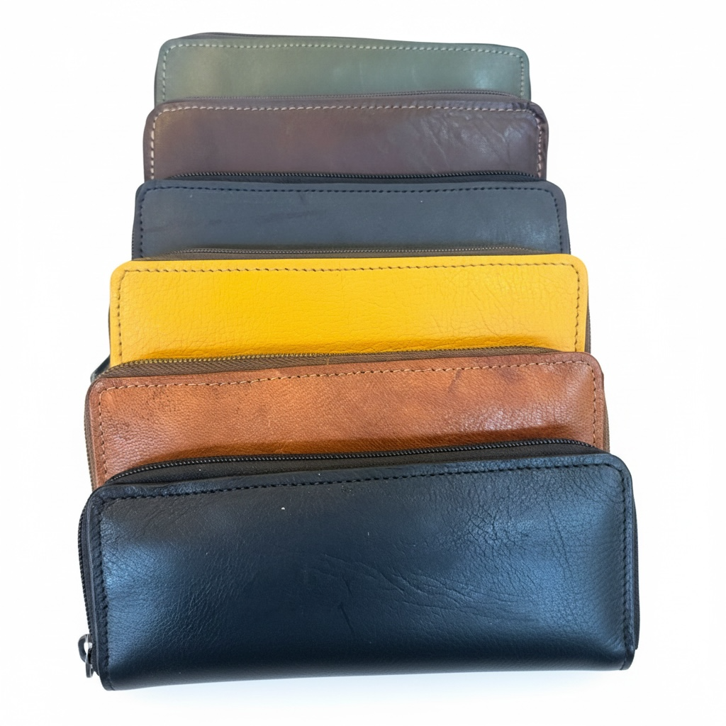 Full-Grain Leather Zip-Around Clutch Wallet