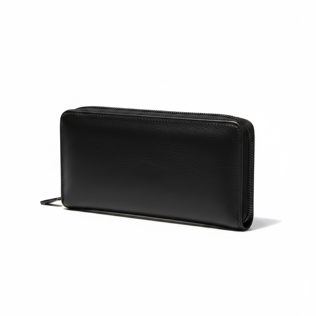 Full-Grain Leather Zip-Around Clutch Wallet