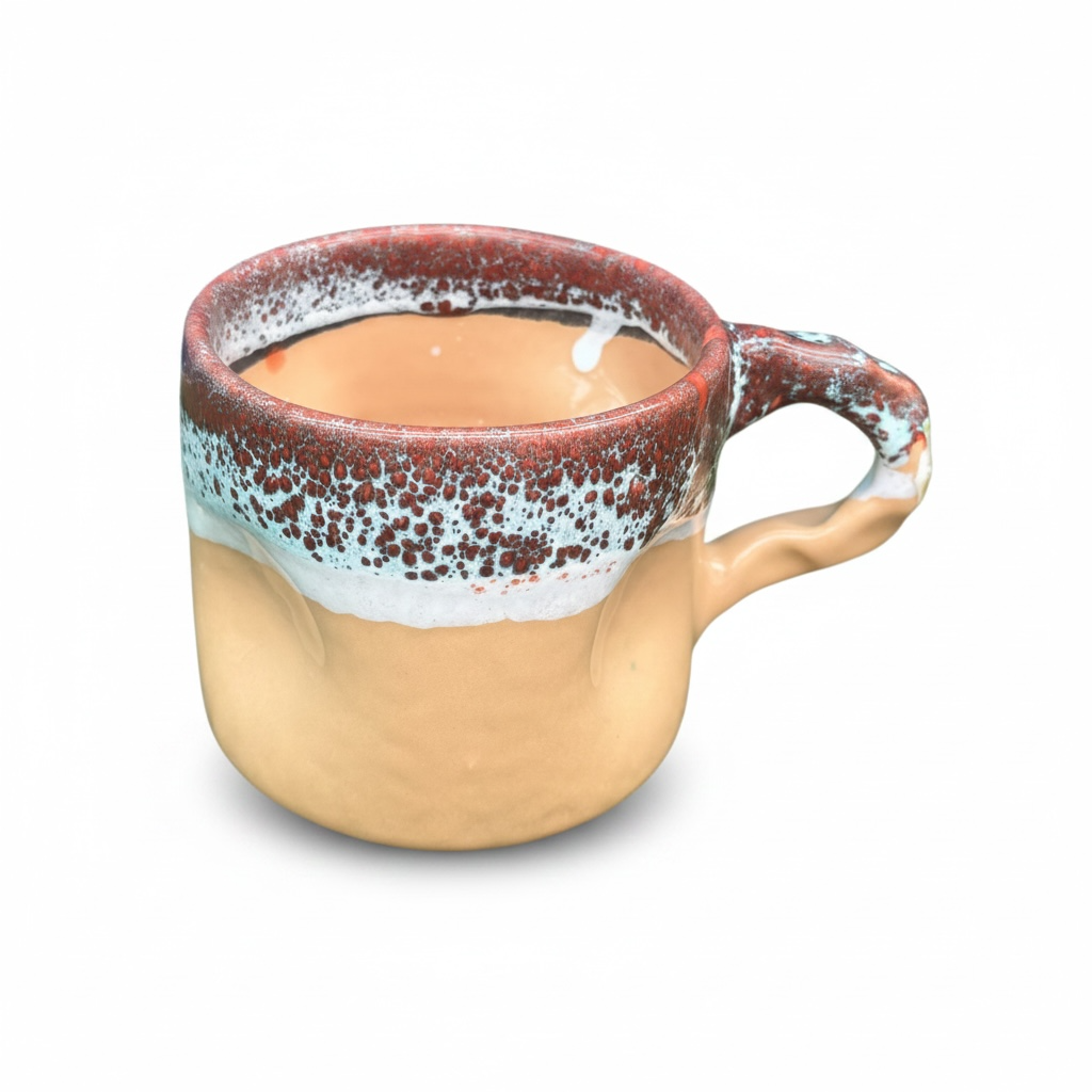 Handmade Moroccan Mug with  Drip Glaze & Dimples