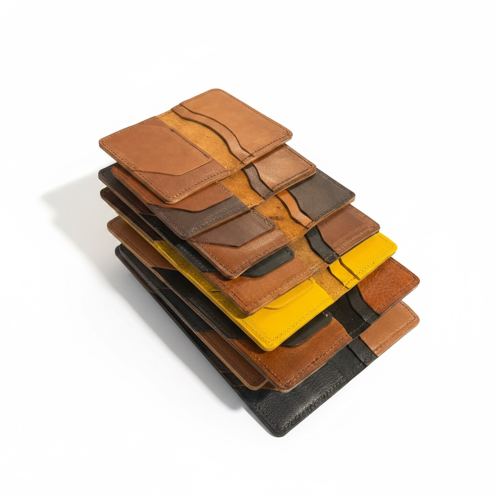 Handmade Leather Folded Card Holder, Sustainable Leather Wallet | 4 Card Slots