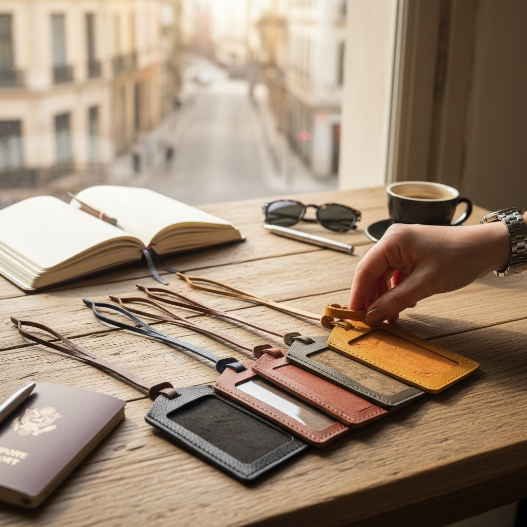 Handmade Leather Luggage Tag & Card Holder – Travel ID Tag – Artisan Stories