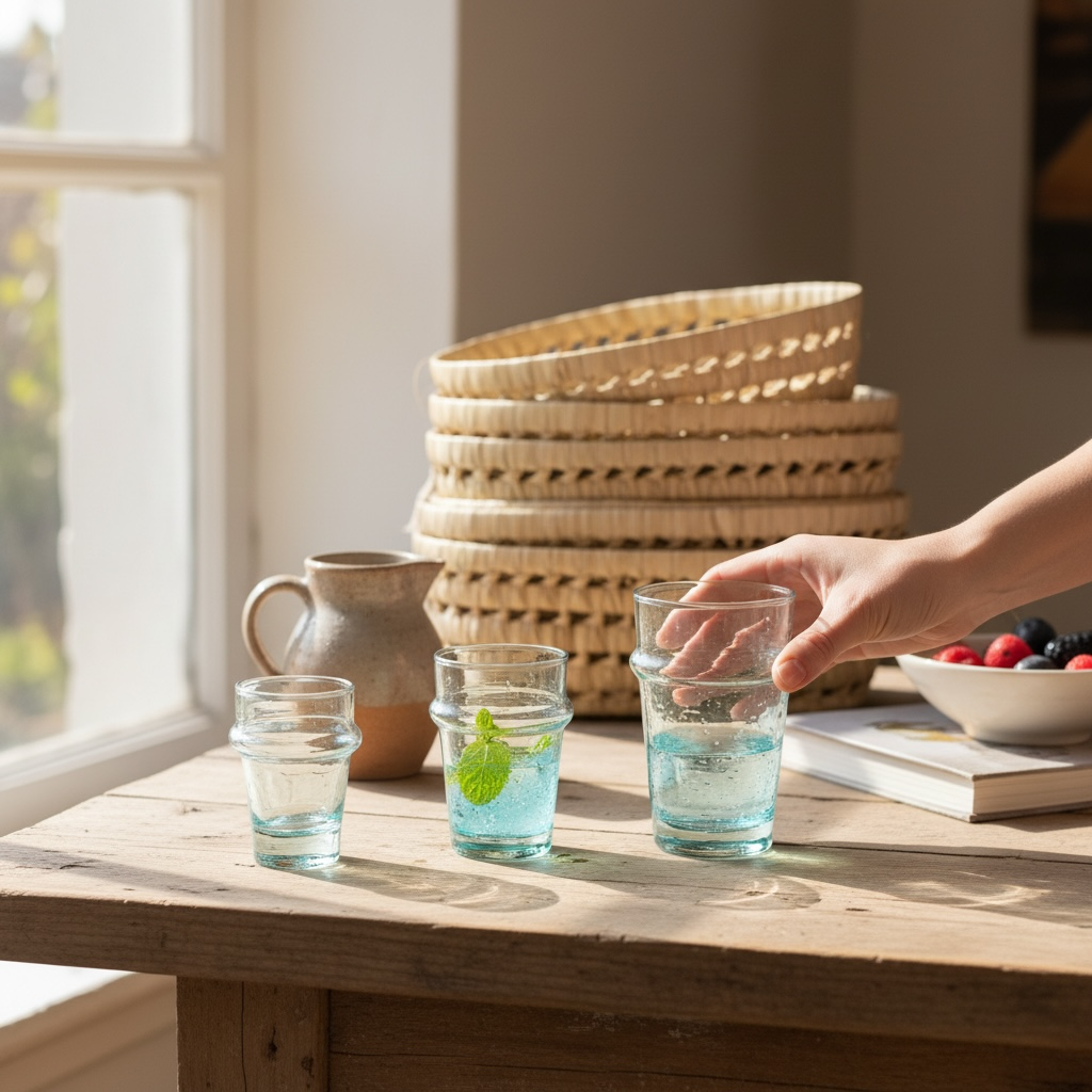 Handcrafted Moroccan Beldi Glasses – Clear Recycled Glass (Small & Medium)