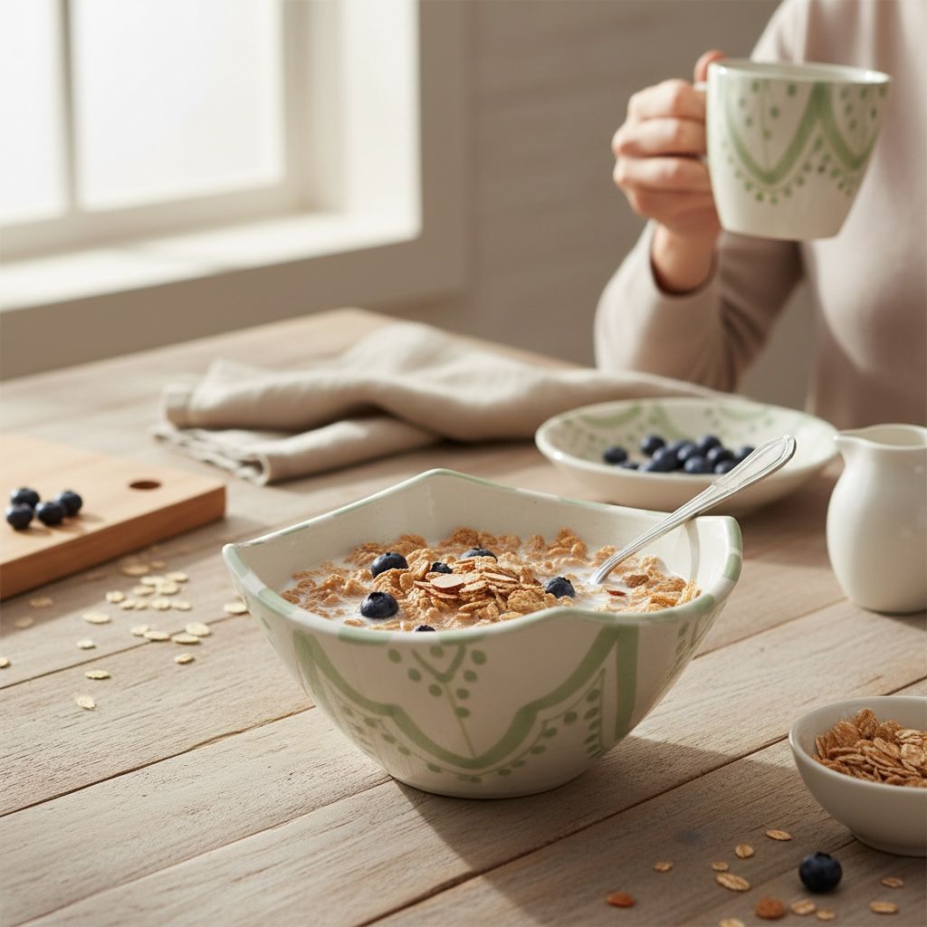 Handmade Safa Hexagonal Ceramic Breakfast Bowl | Moroccan Pottery