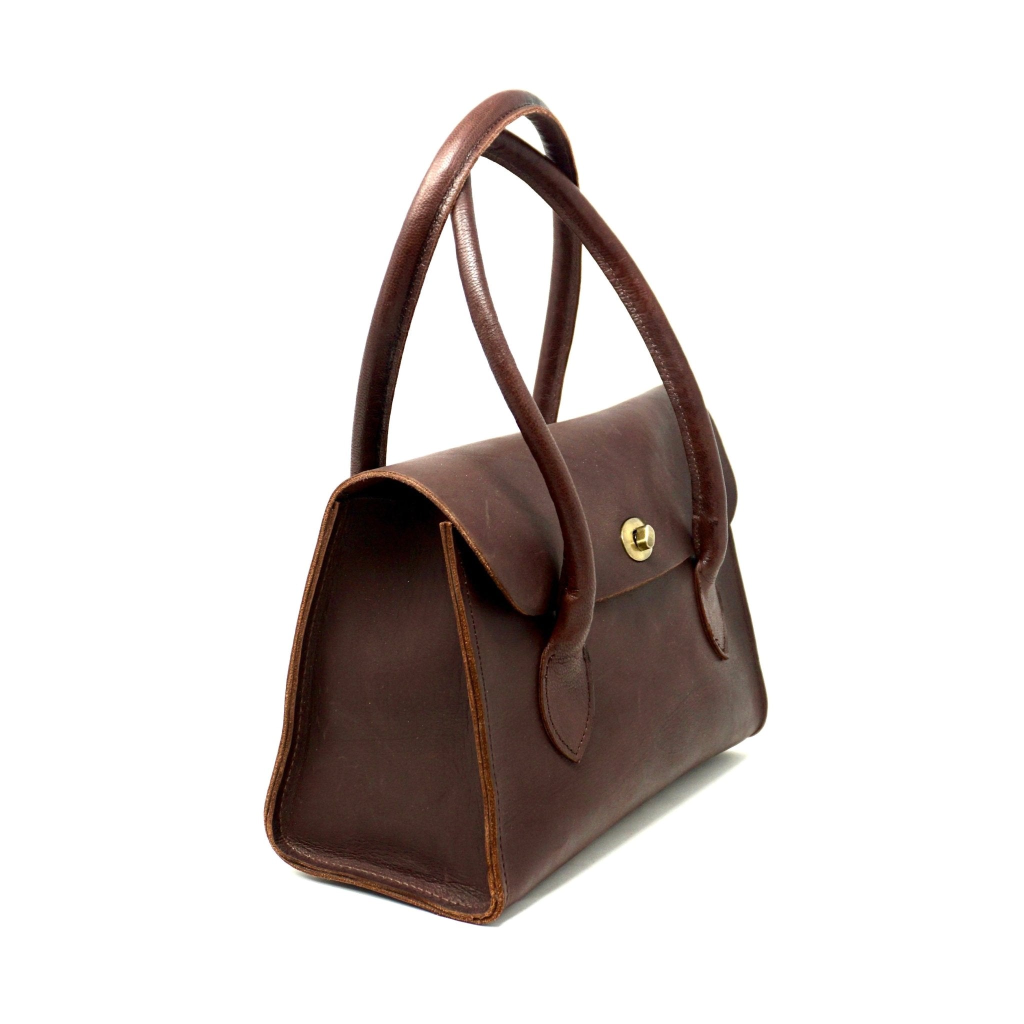 Baguette leather handbag Dark Brown - Artisan Stories