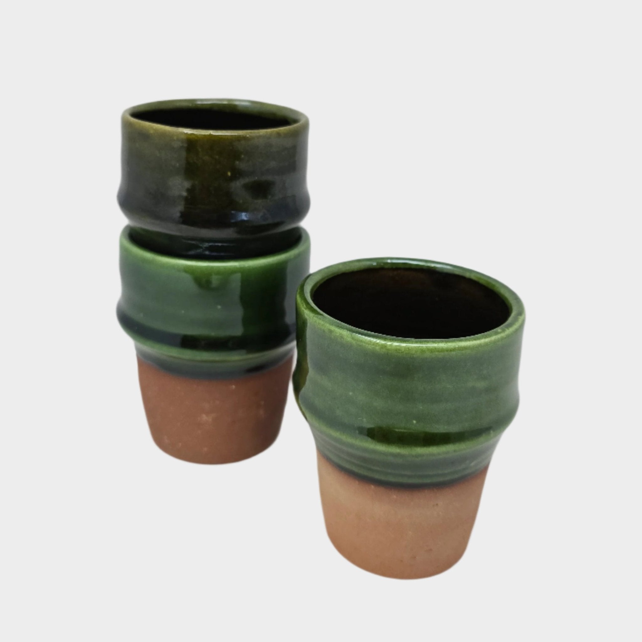 Beldi Glazed Cup half green half Teracotta - Artisan Stories