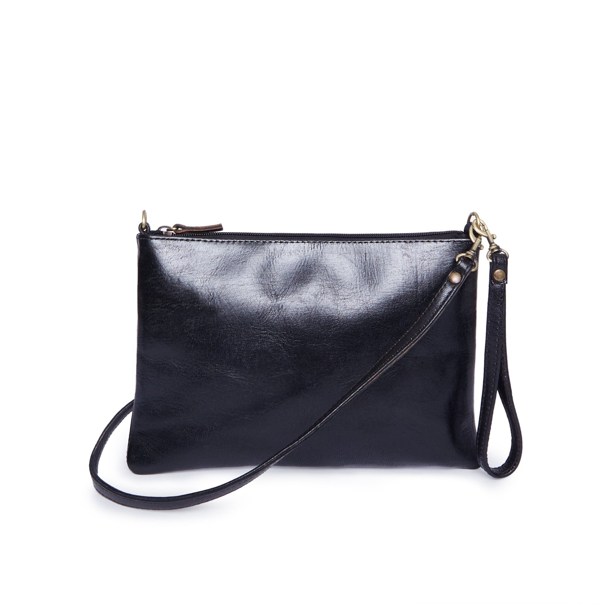 Black Crossbody Leather Clutch Bag Alex - Artisan Stories