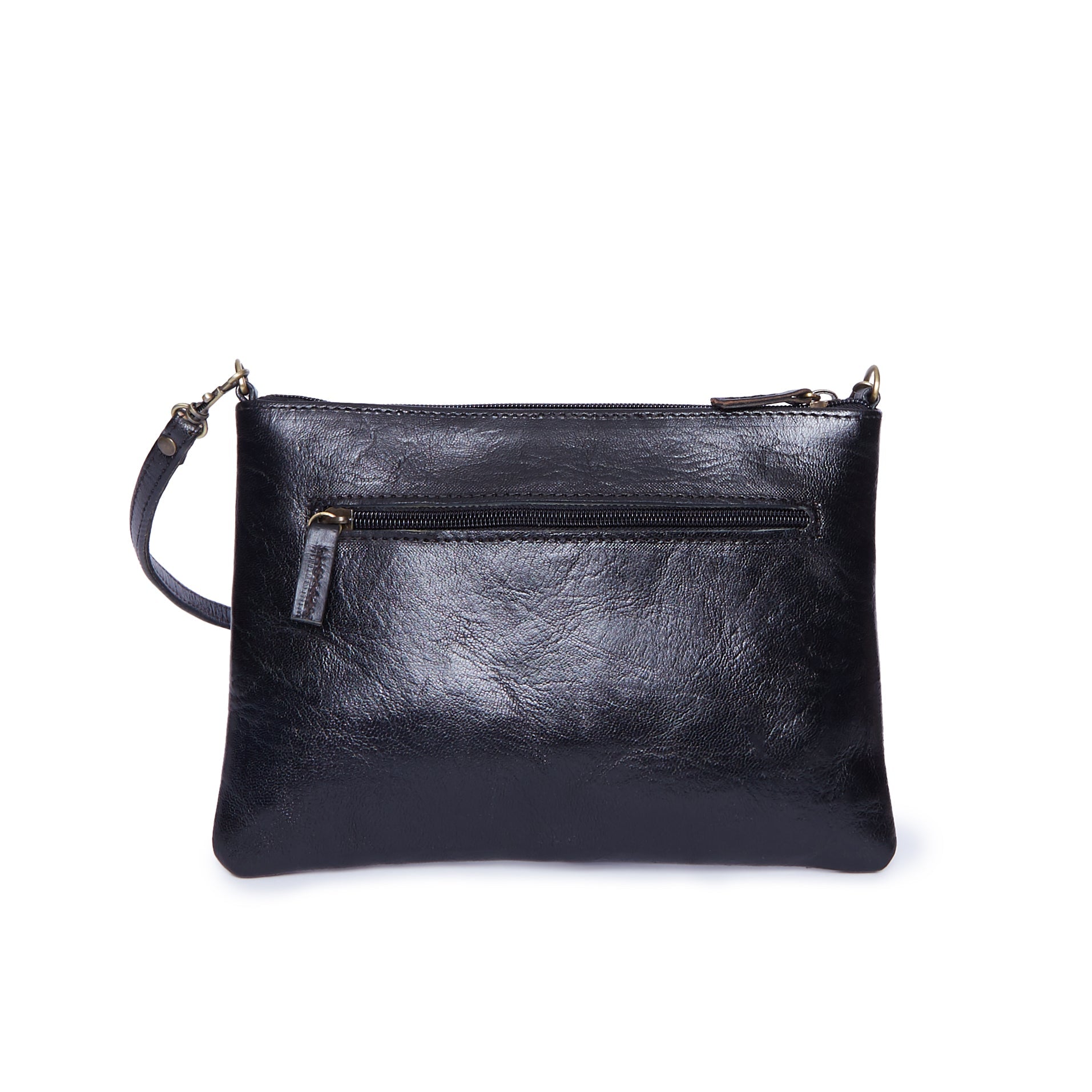 Black Crossbody Leather Clutch Bag Alex - Artisan Stories