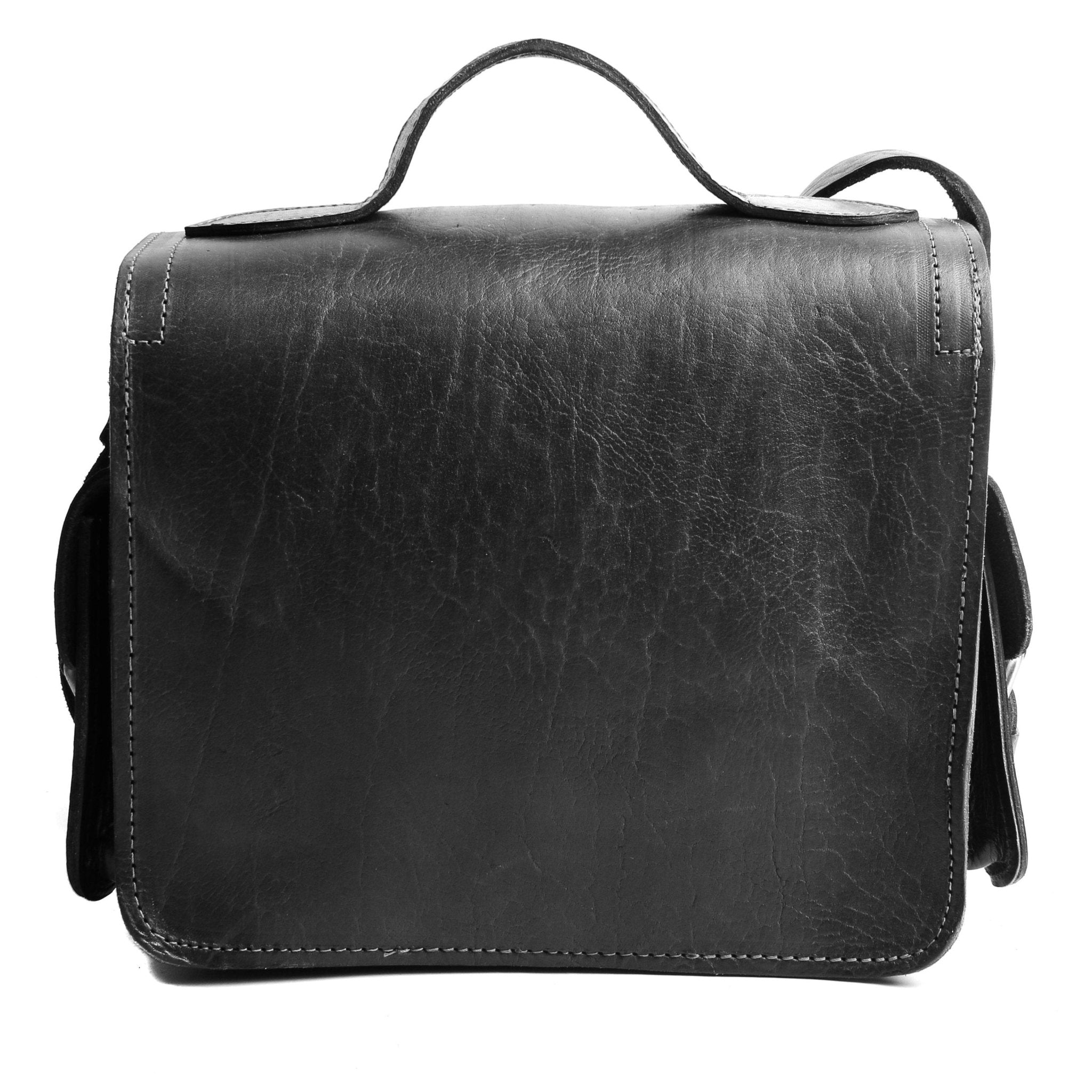 Black Leather Camera Satchel Bag - Artisan Stories