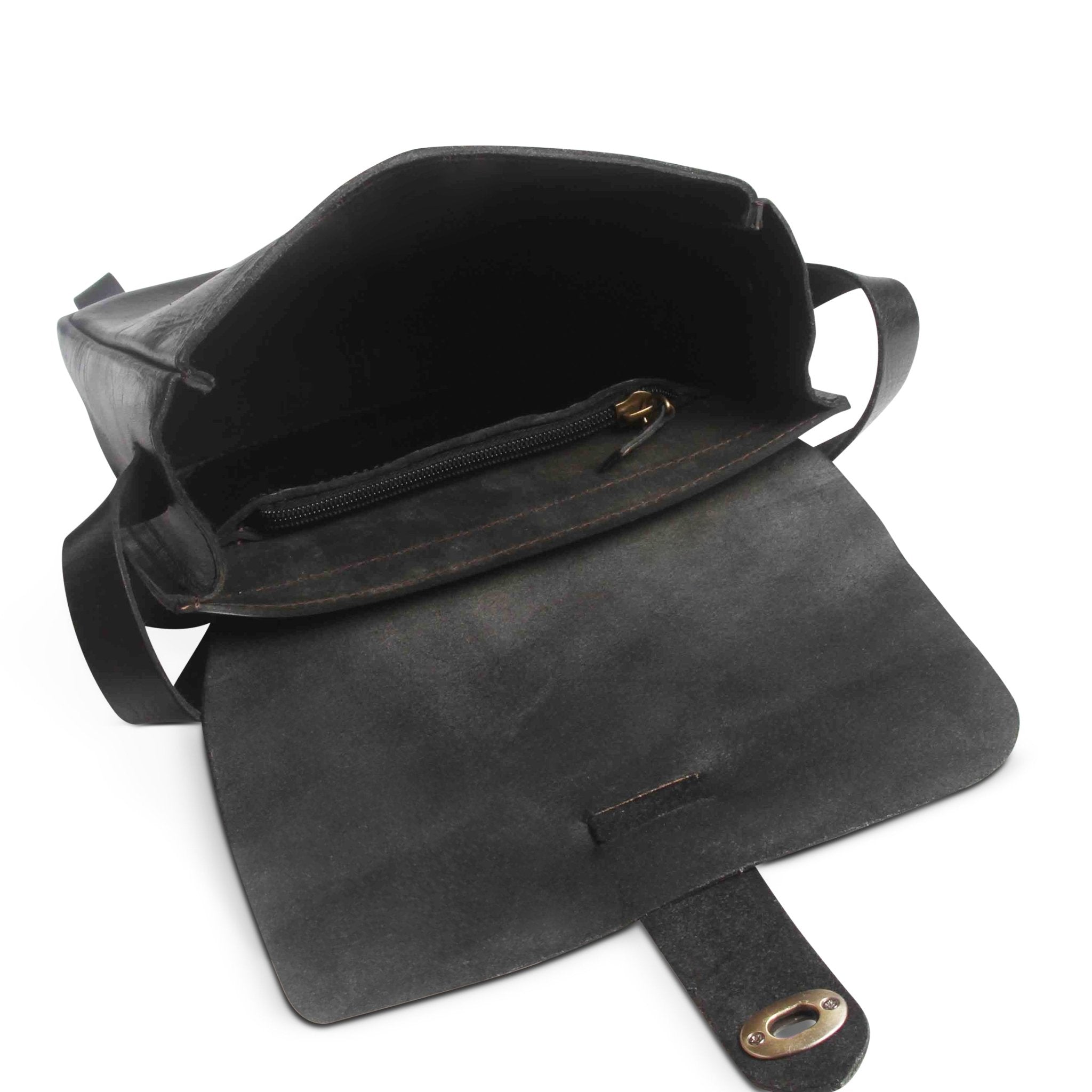 Black Leather Kepton Crossbody bag - Artisan Stories