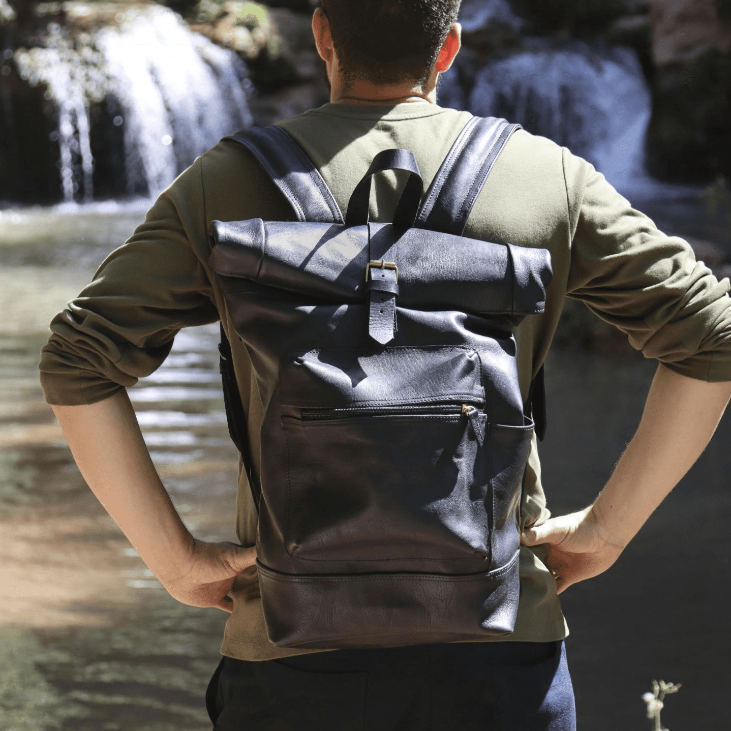 Black Leather Large Backpack - Artisan Stories