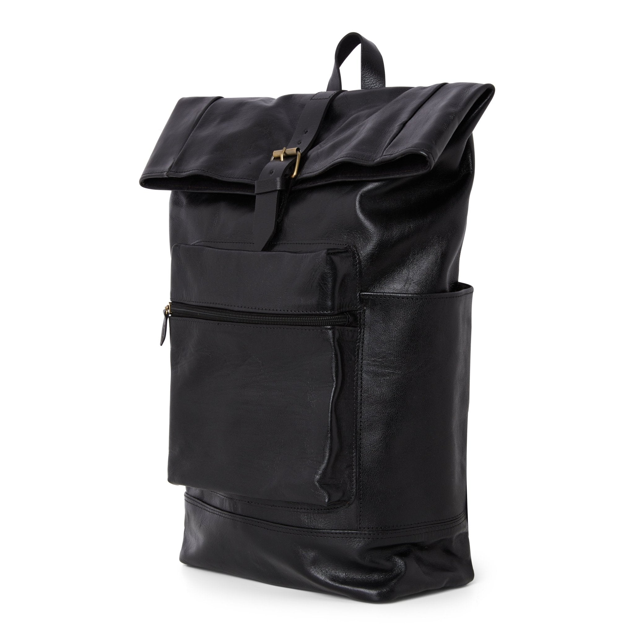 Black Leather Large Backpack - Artisan Stories