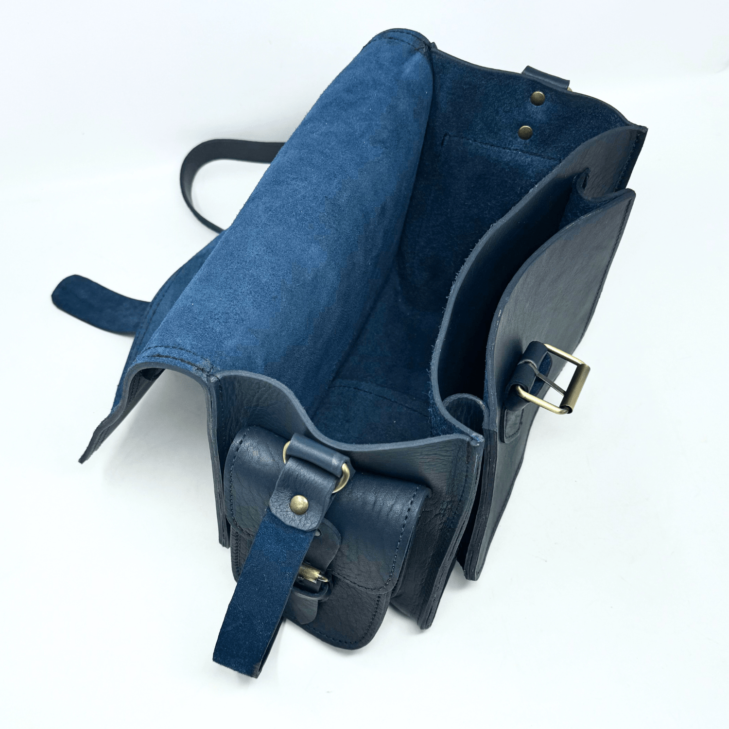 Blue Leather Camera Satchel Bag - Artisan Stories