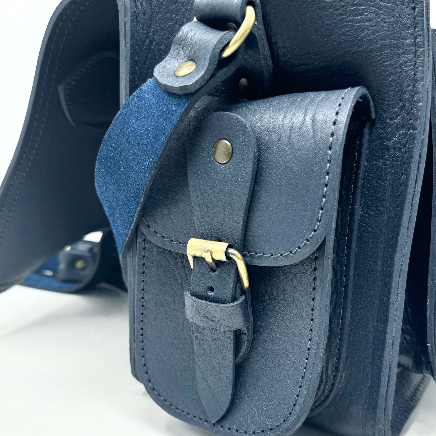 Blue Leather Camera Satchel Bag - Artisan Stories