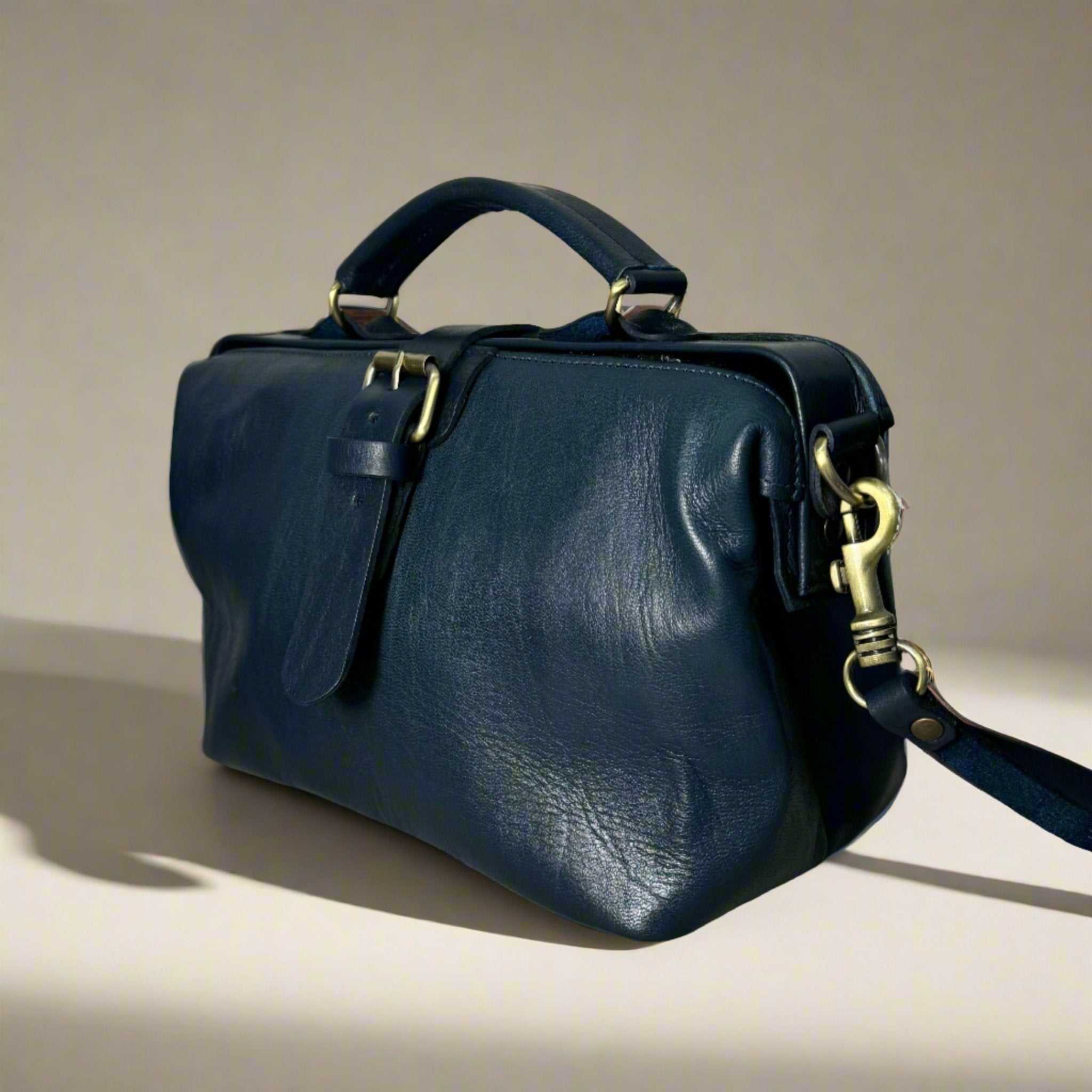 Blue Leather Doctor handbag - Artisan Stories