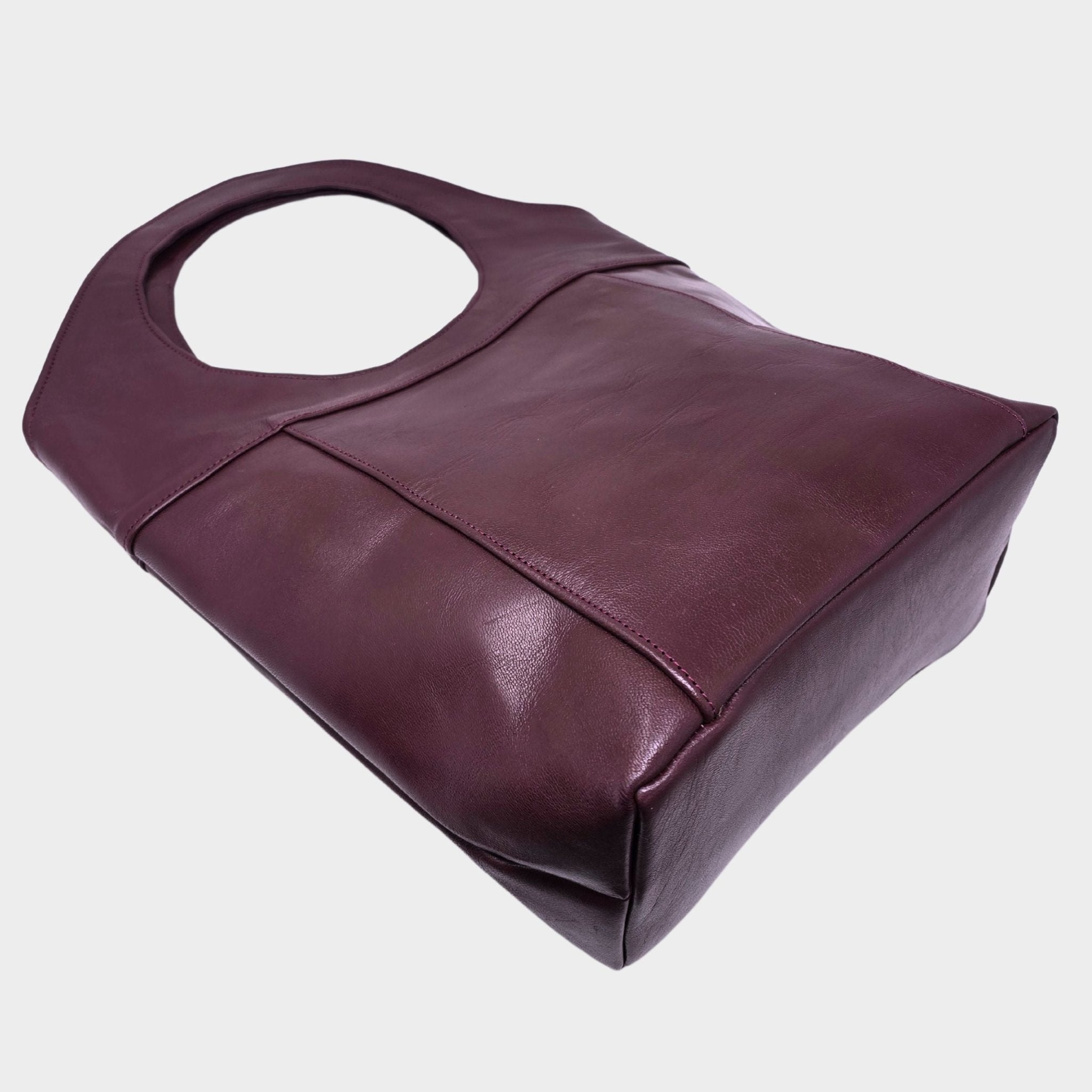 Bob Leather Tote Burgundy Red - Artisan Stories