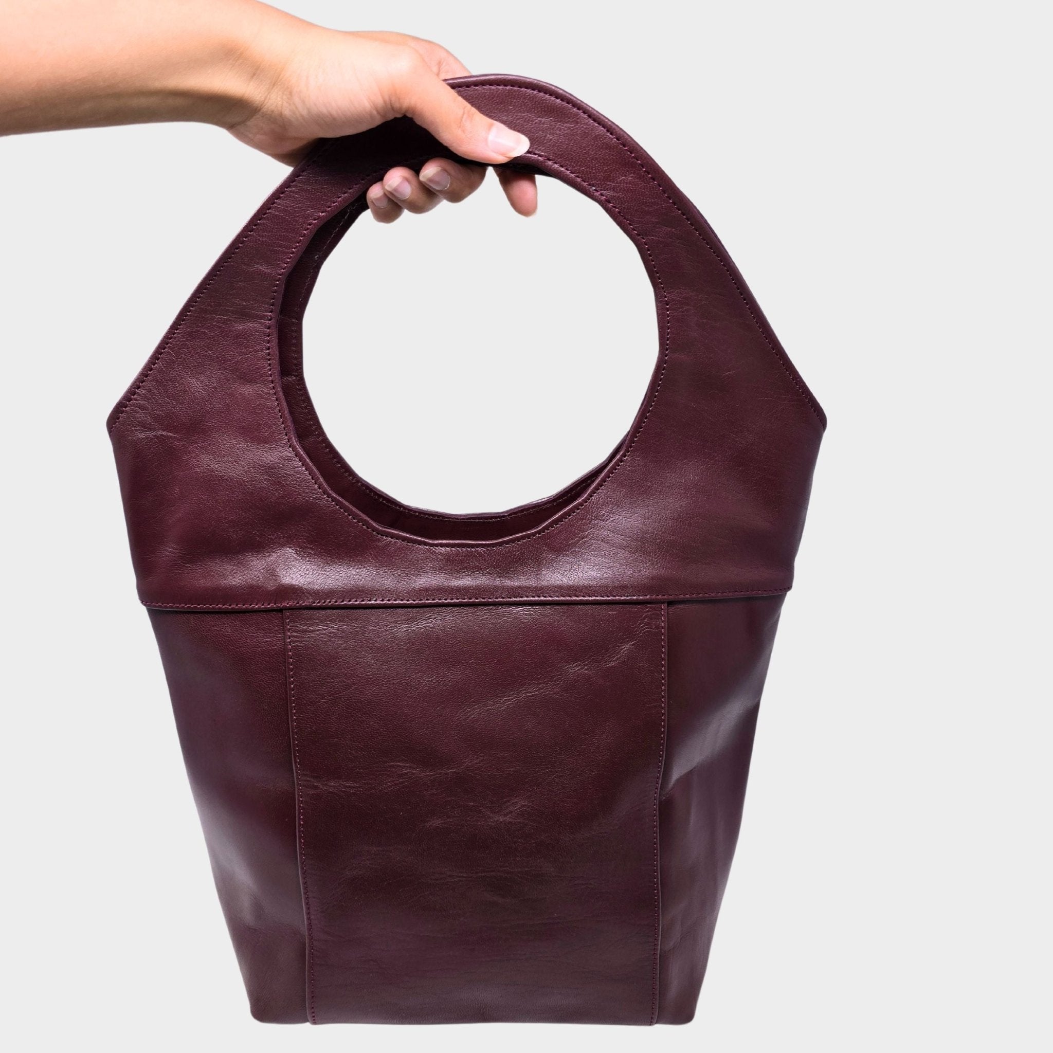 Bob Leather Tote Burgundy Red - Artisan Stories