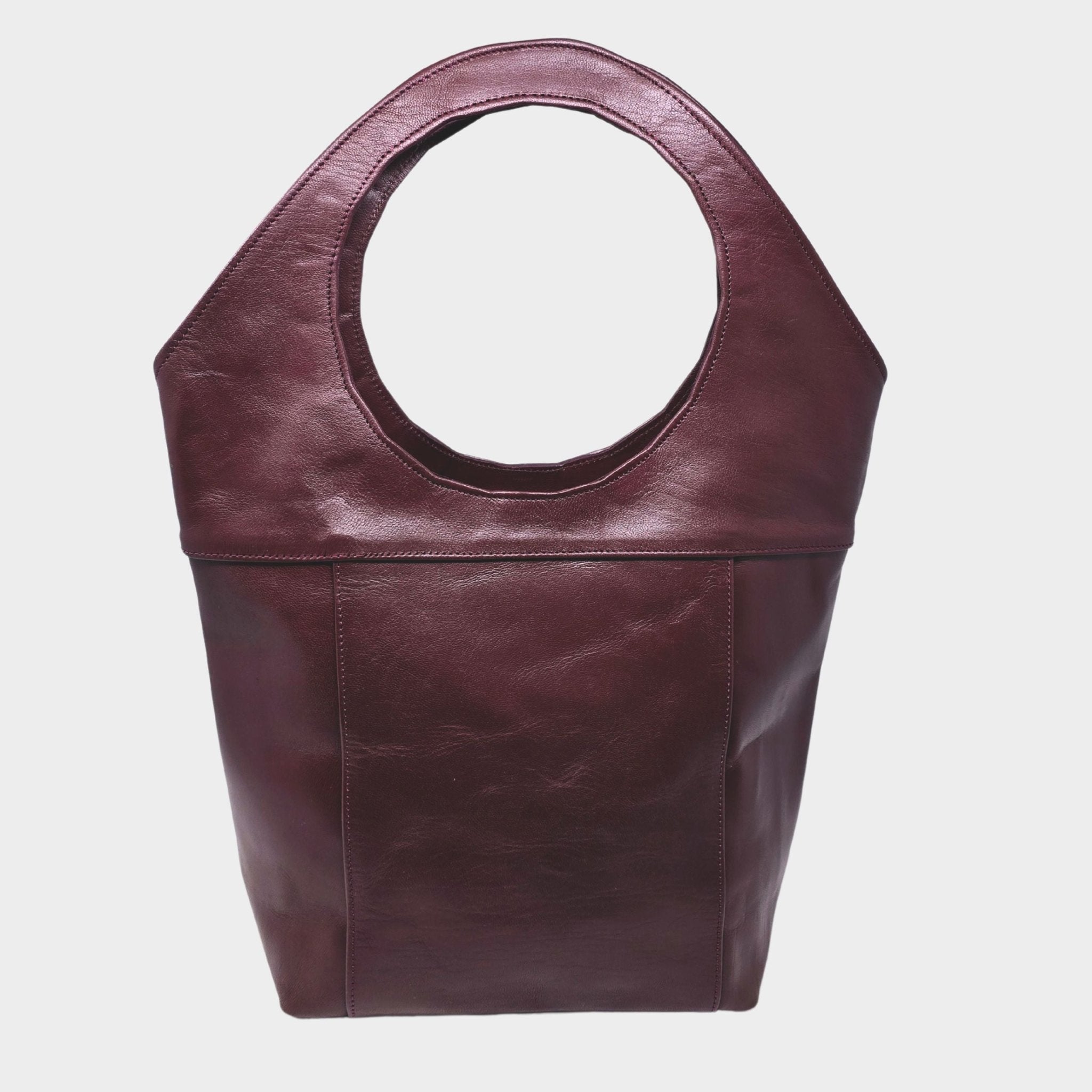 Bob Leather Tote Burgundy Red - Artisan Stories